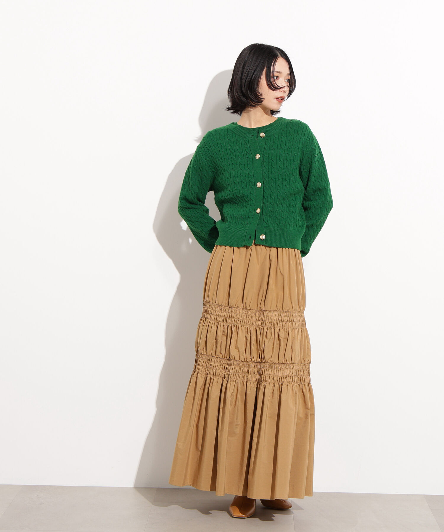  「メタルボタンケーブルアンサンブル」|ニット・セーター|