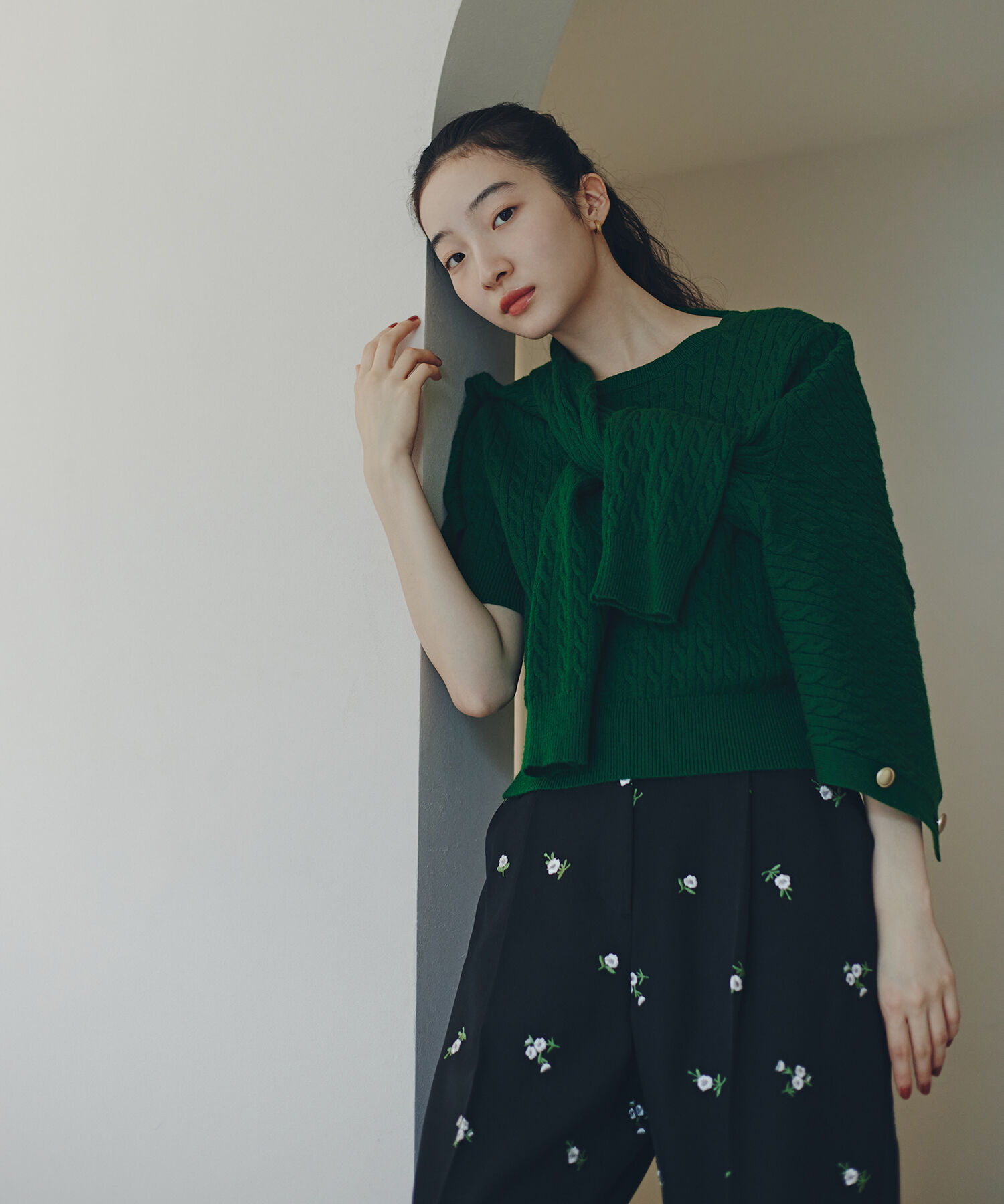  「メタルボタンケーブルアンサンブル」|ニット・セーター|