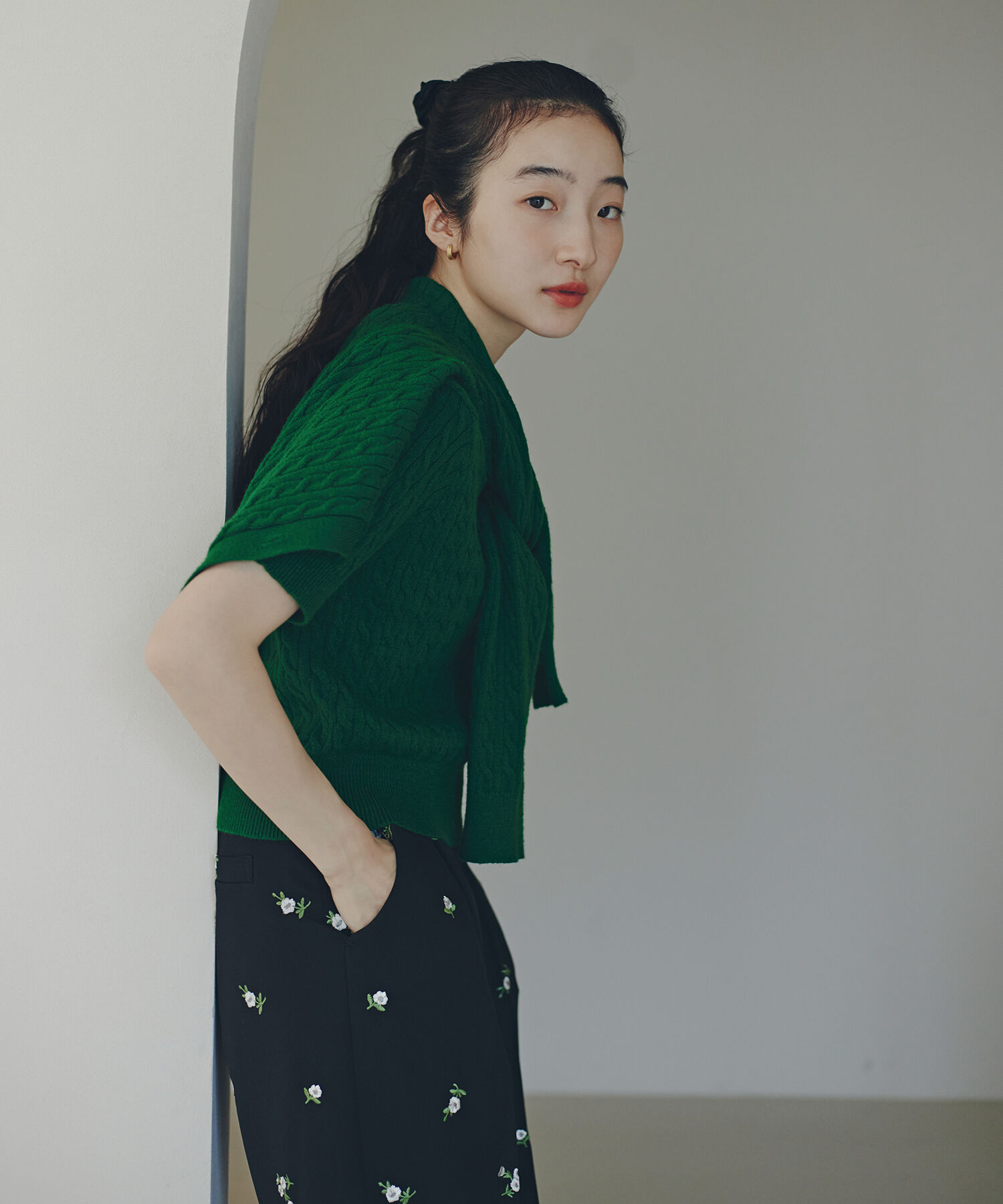  「メタルボタンケーブルアンサンブル」|ニット・セーター|