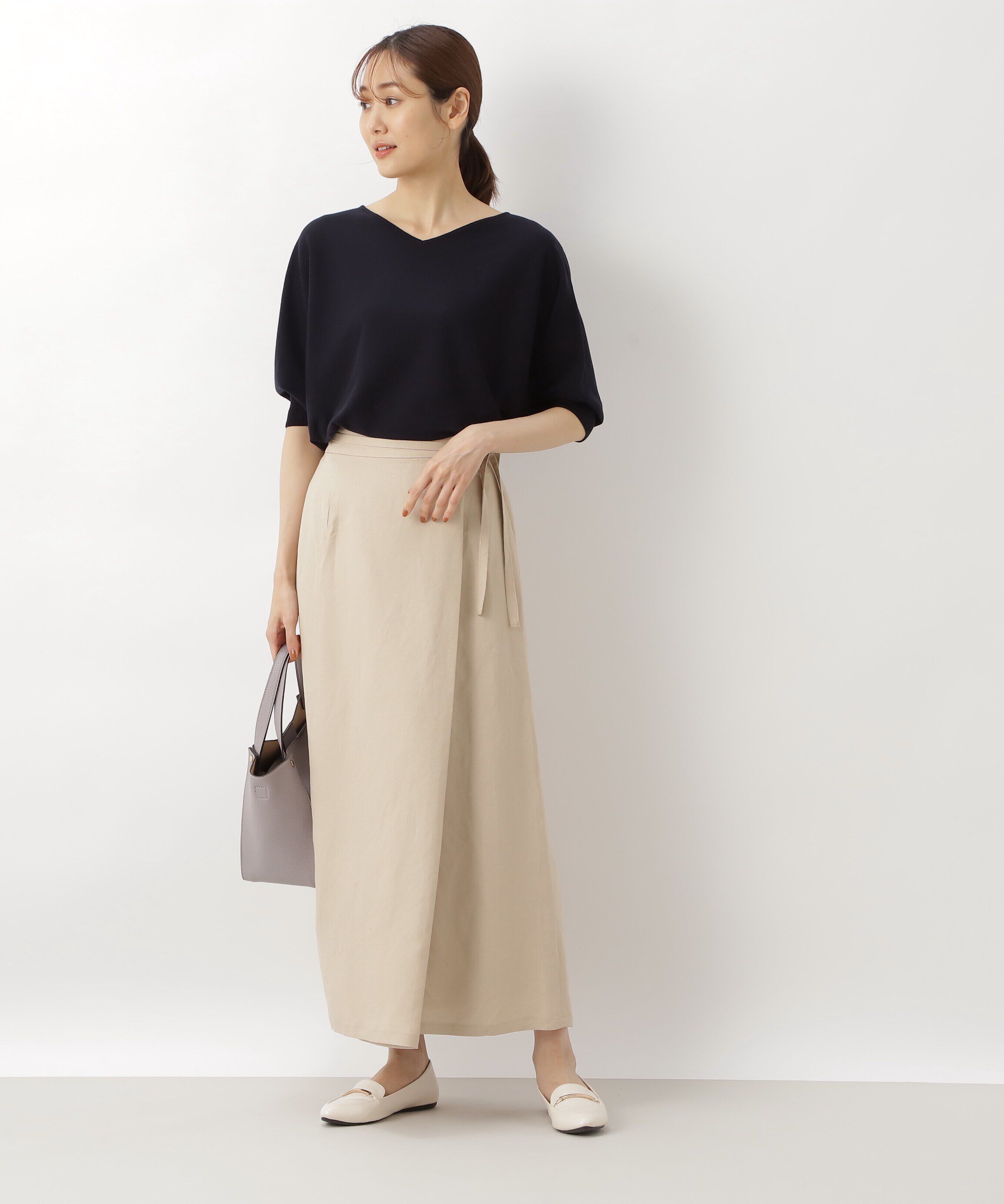  「麻混ラップストレートスカート」|スカート|