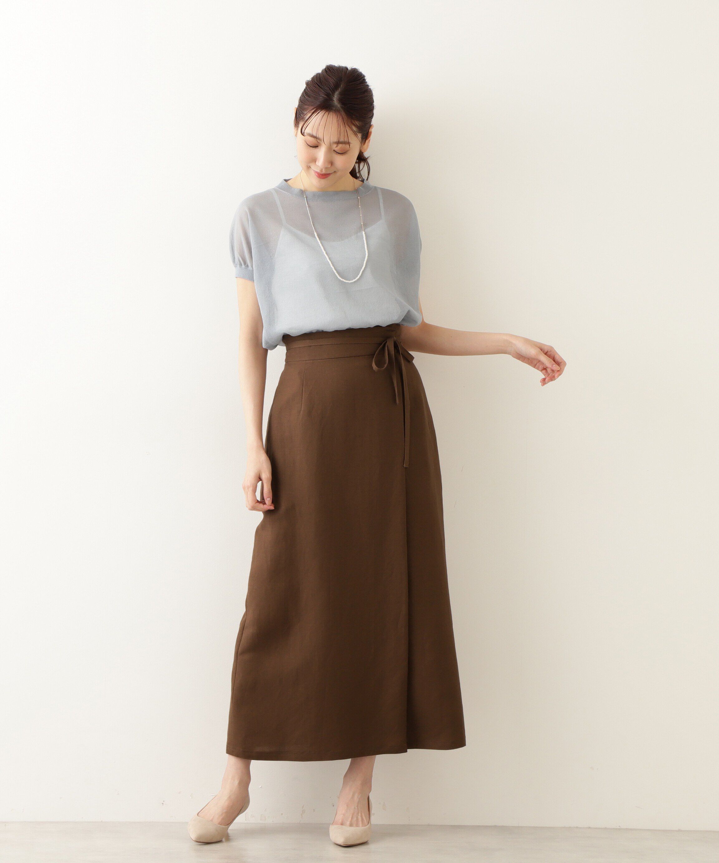  「麻混ラップストレートスカート」|スカート|