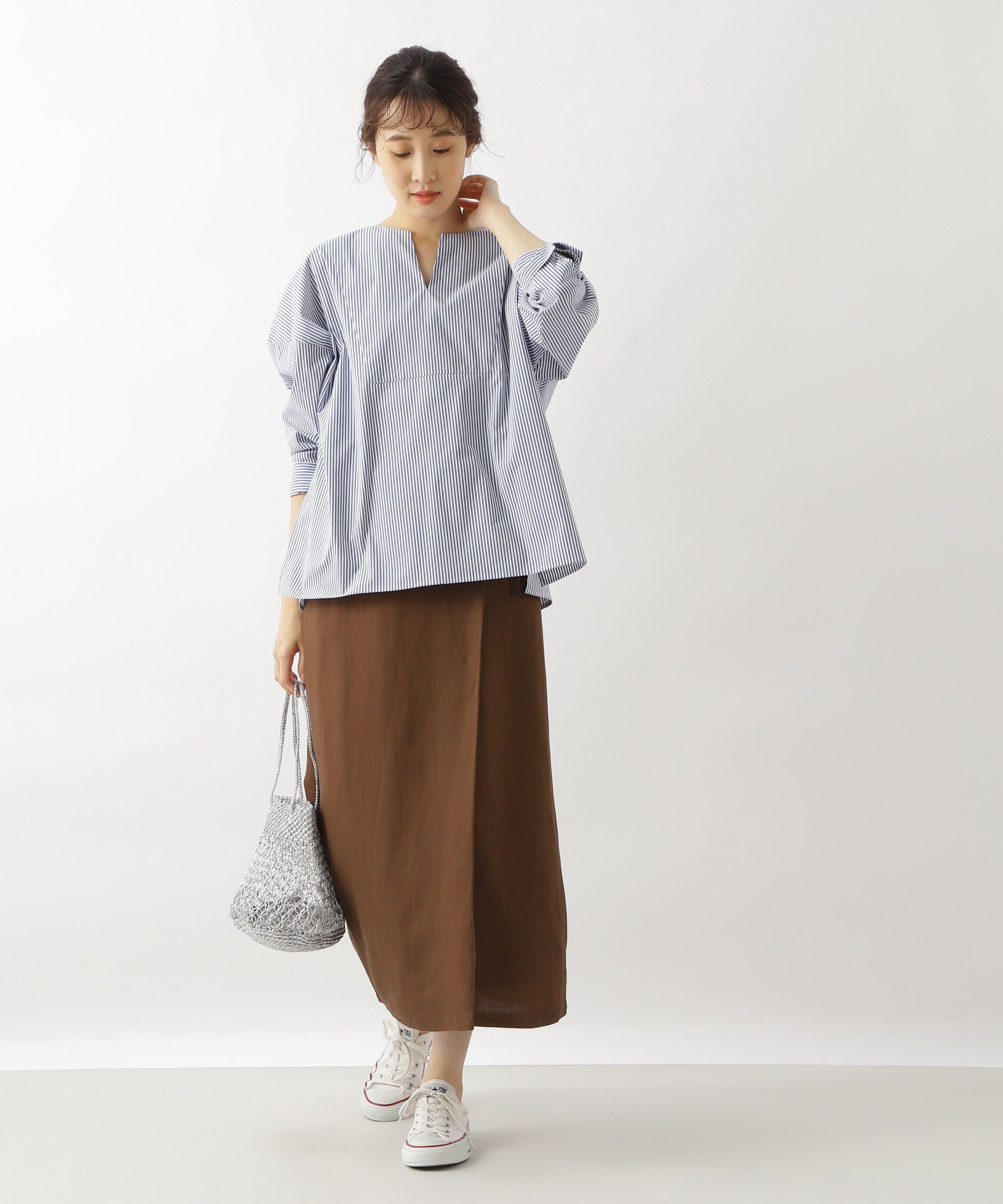  「麻混ラップストレートスカート」|スカート|