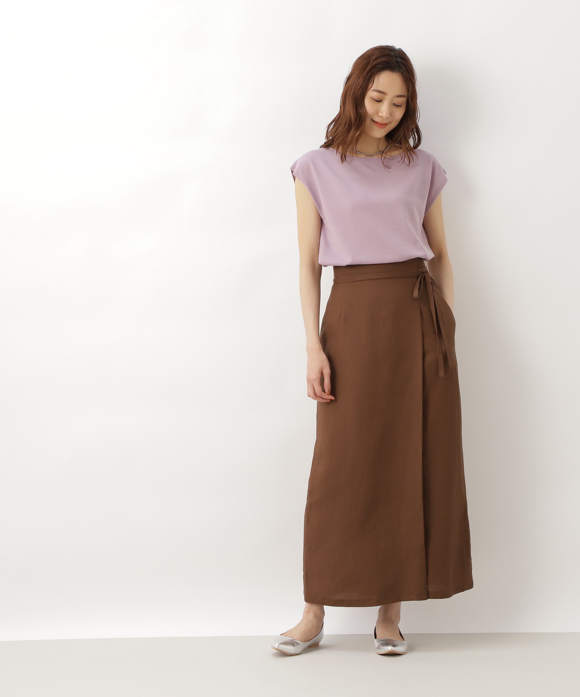  「麻混ラップストレートスカート」|スカート|