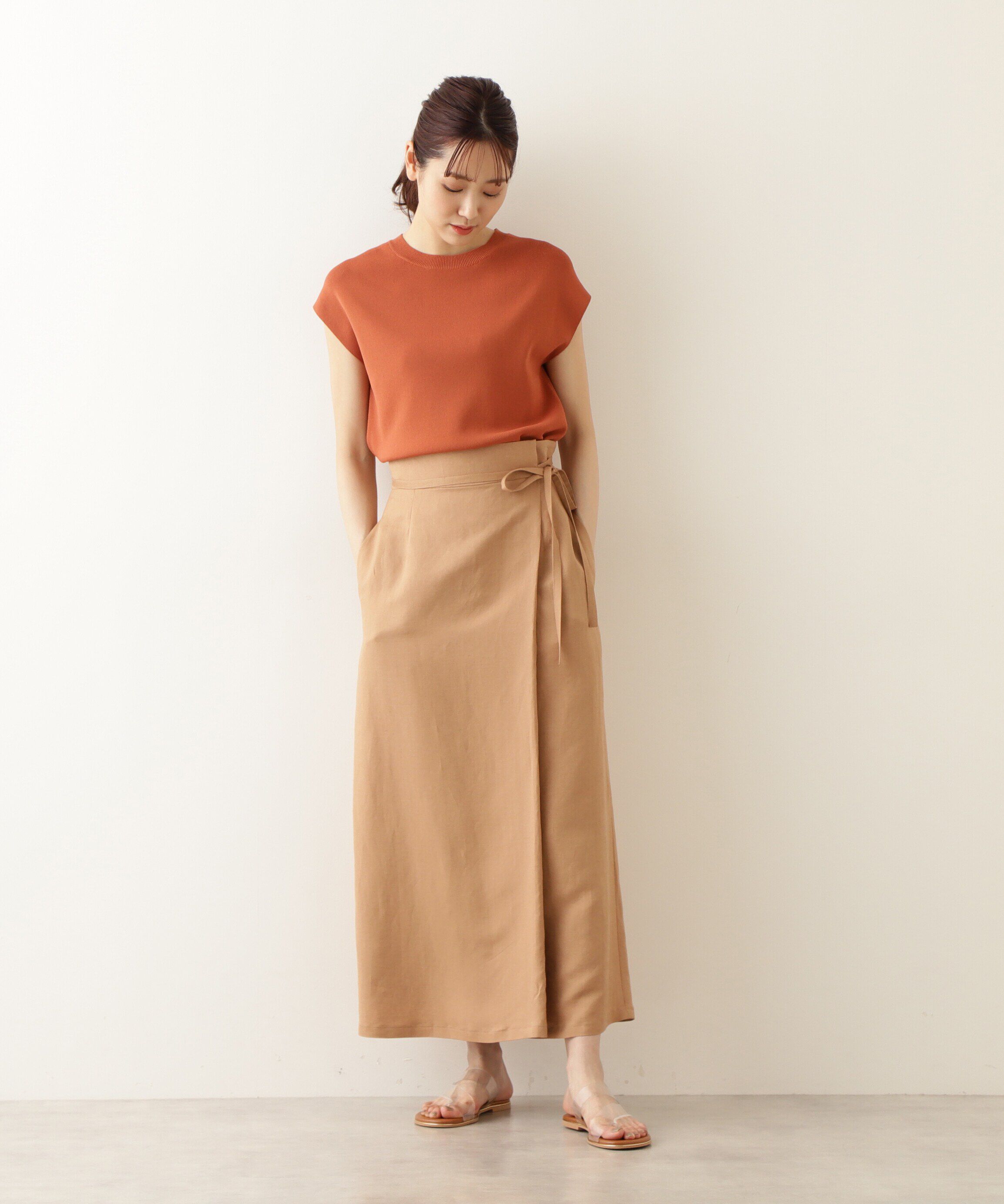  「麻混ラップストレートスカート」|スカート|