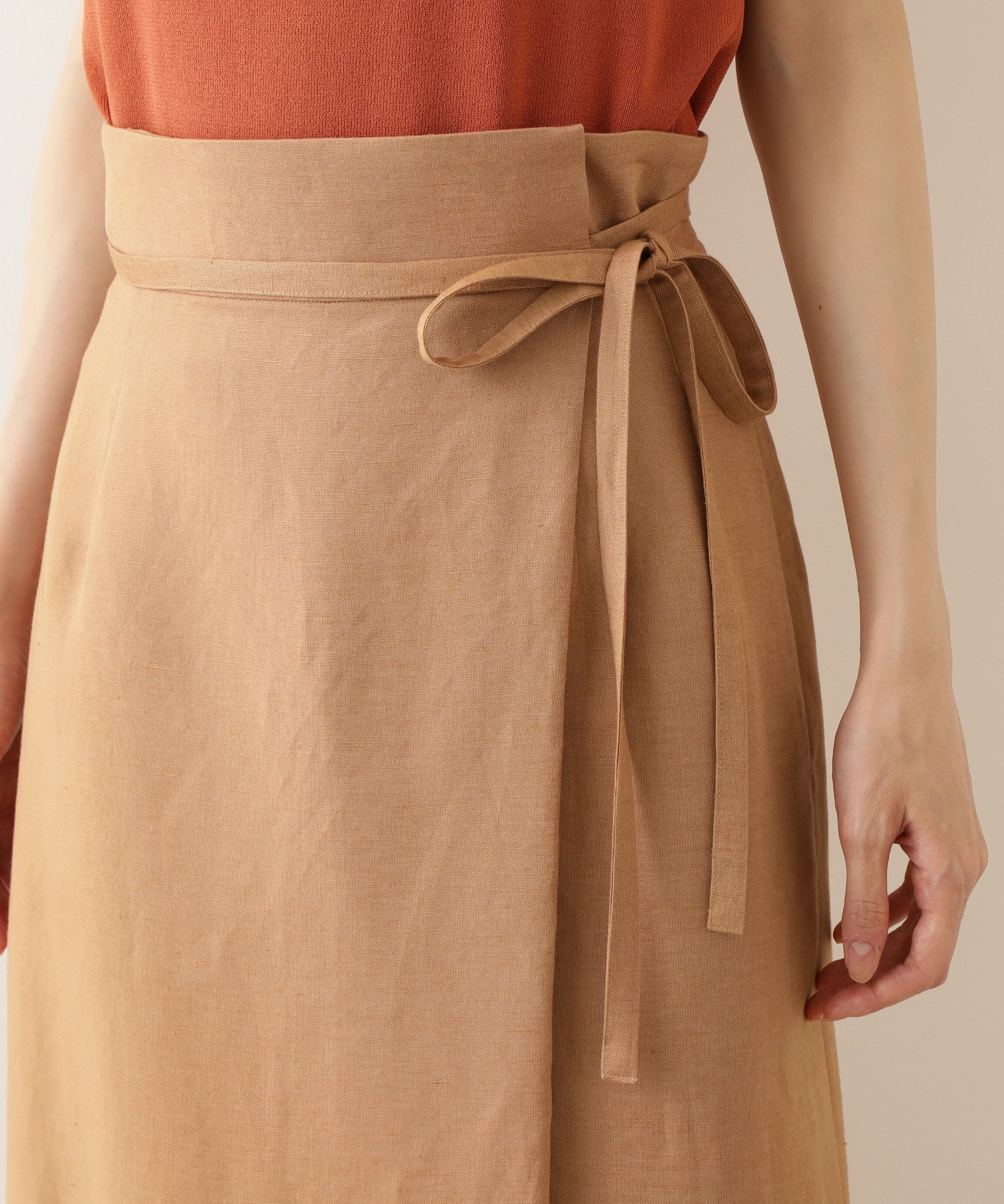  「麻混ラップストレートスカート」|スカート|