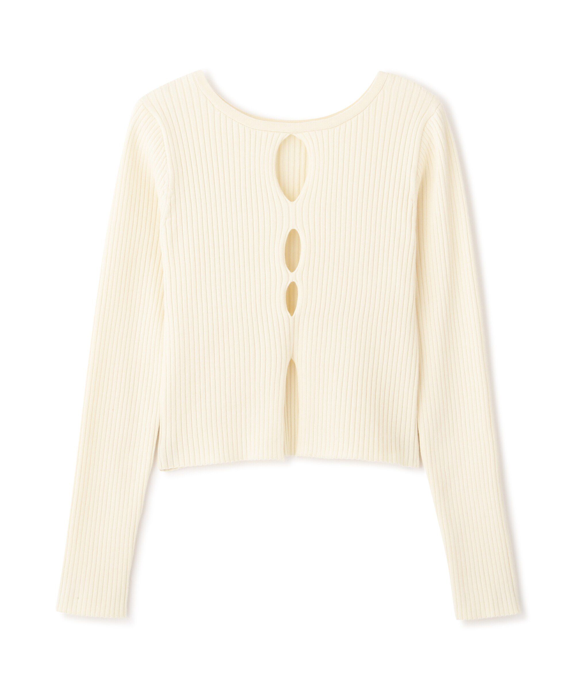  「前後2Wayスリットカットアウトリブニット」|ニット・セーター|