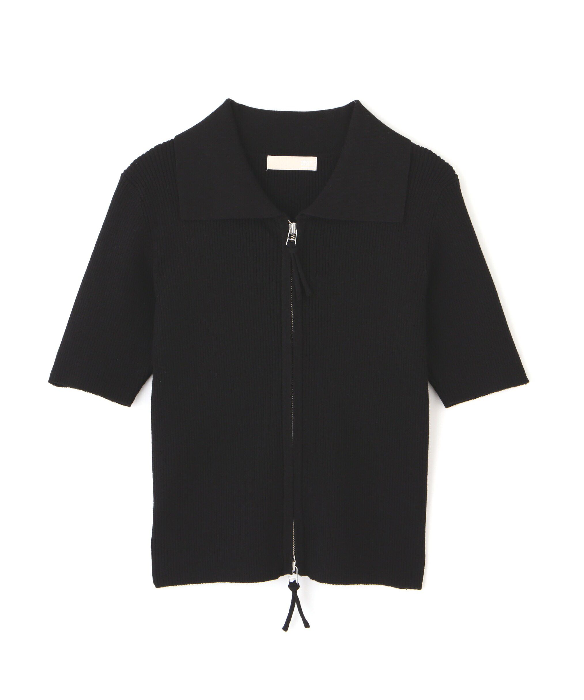  「ジップアップ半袖リブニット」|ニット・セーター|