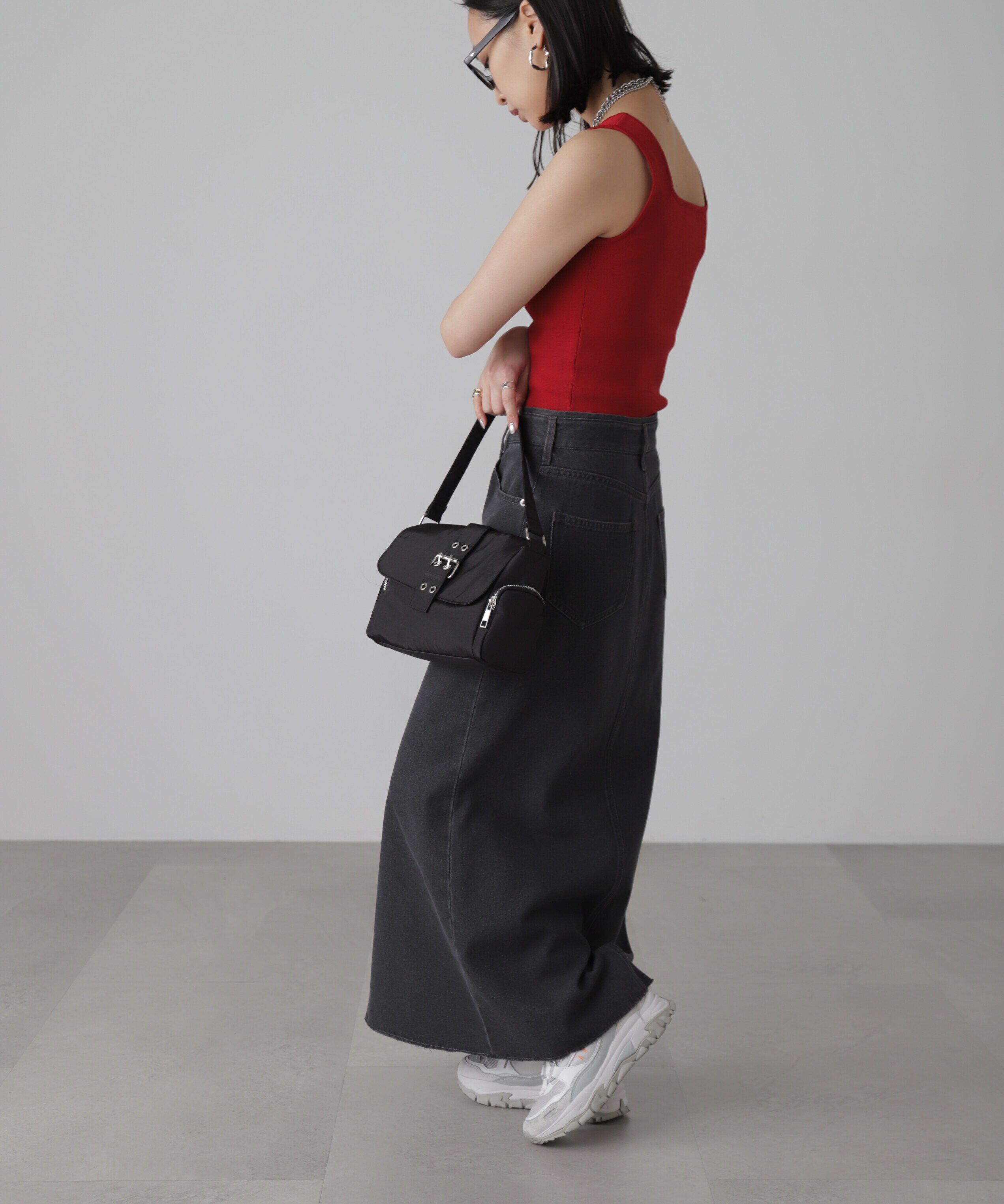  「フロントスリットナローデニムスカート」|スカート|