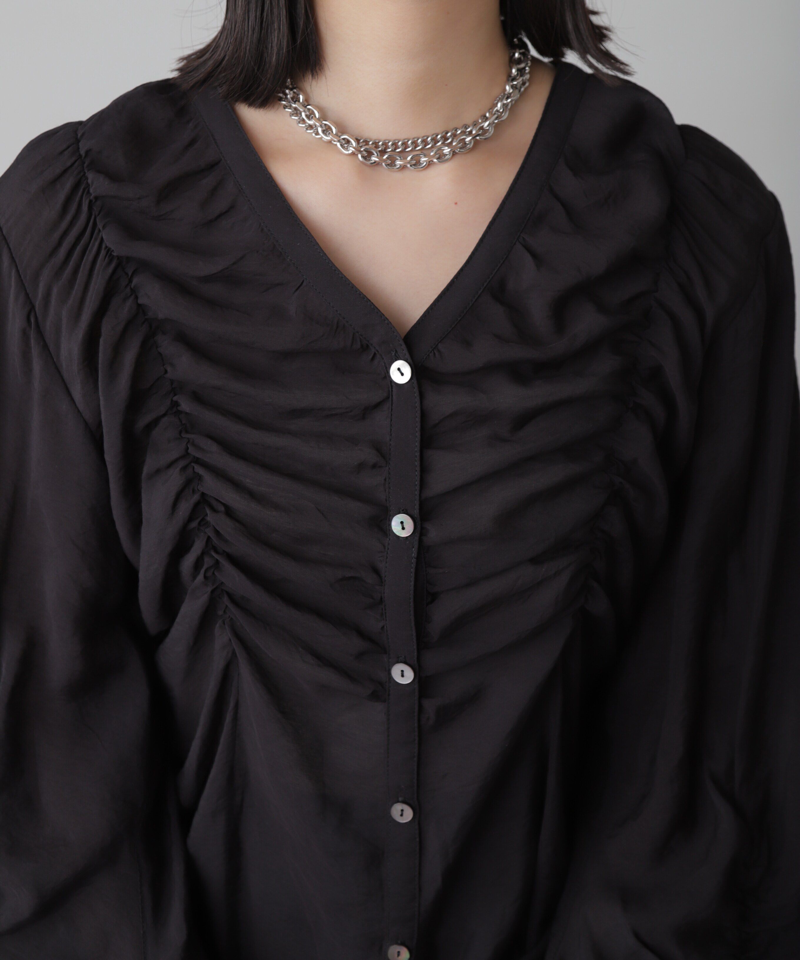  「Vネックシャーリングブラウス」|シャツ・ブラウス|