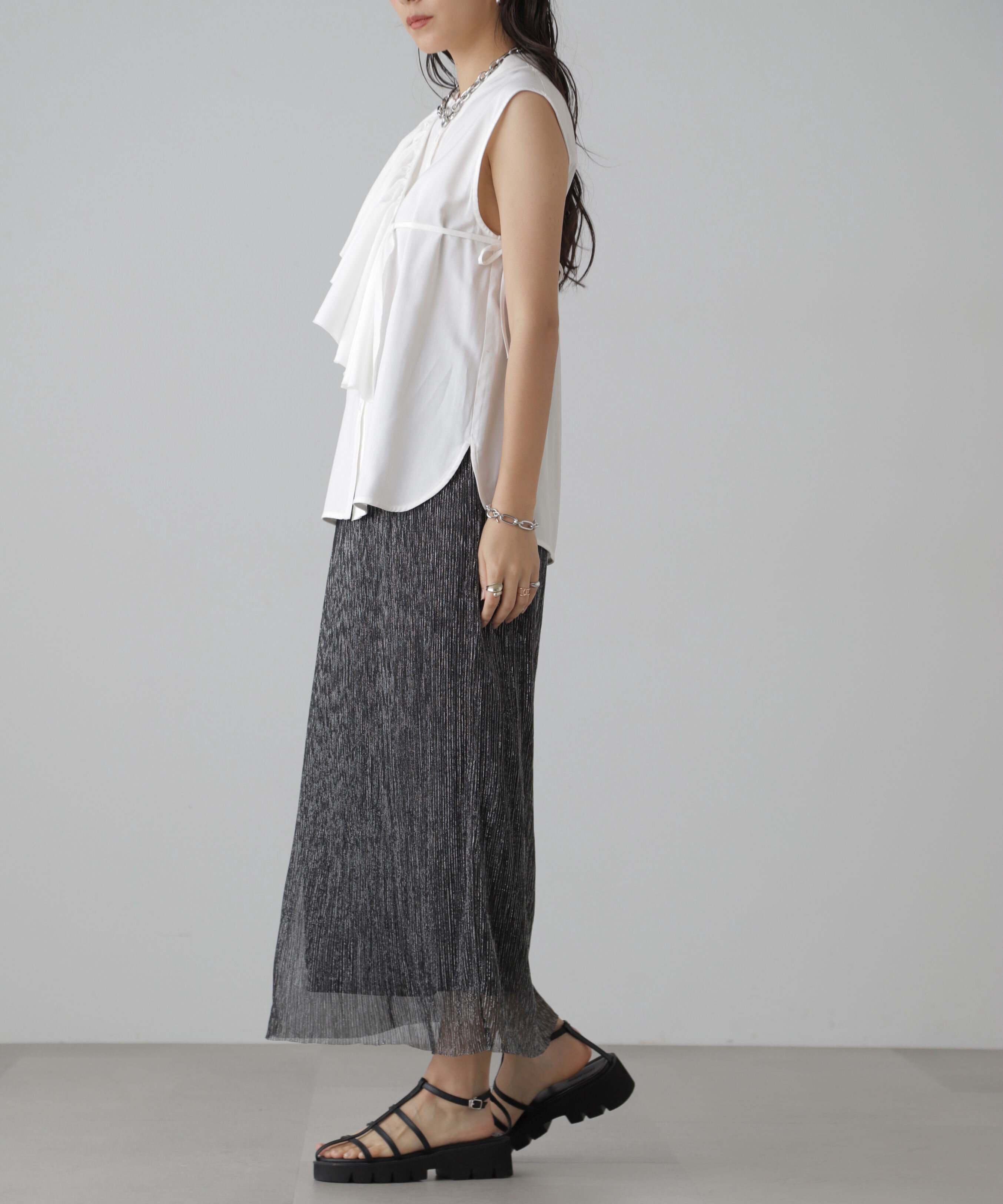  「ラメプリーツナロースカート」|スカート|