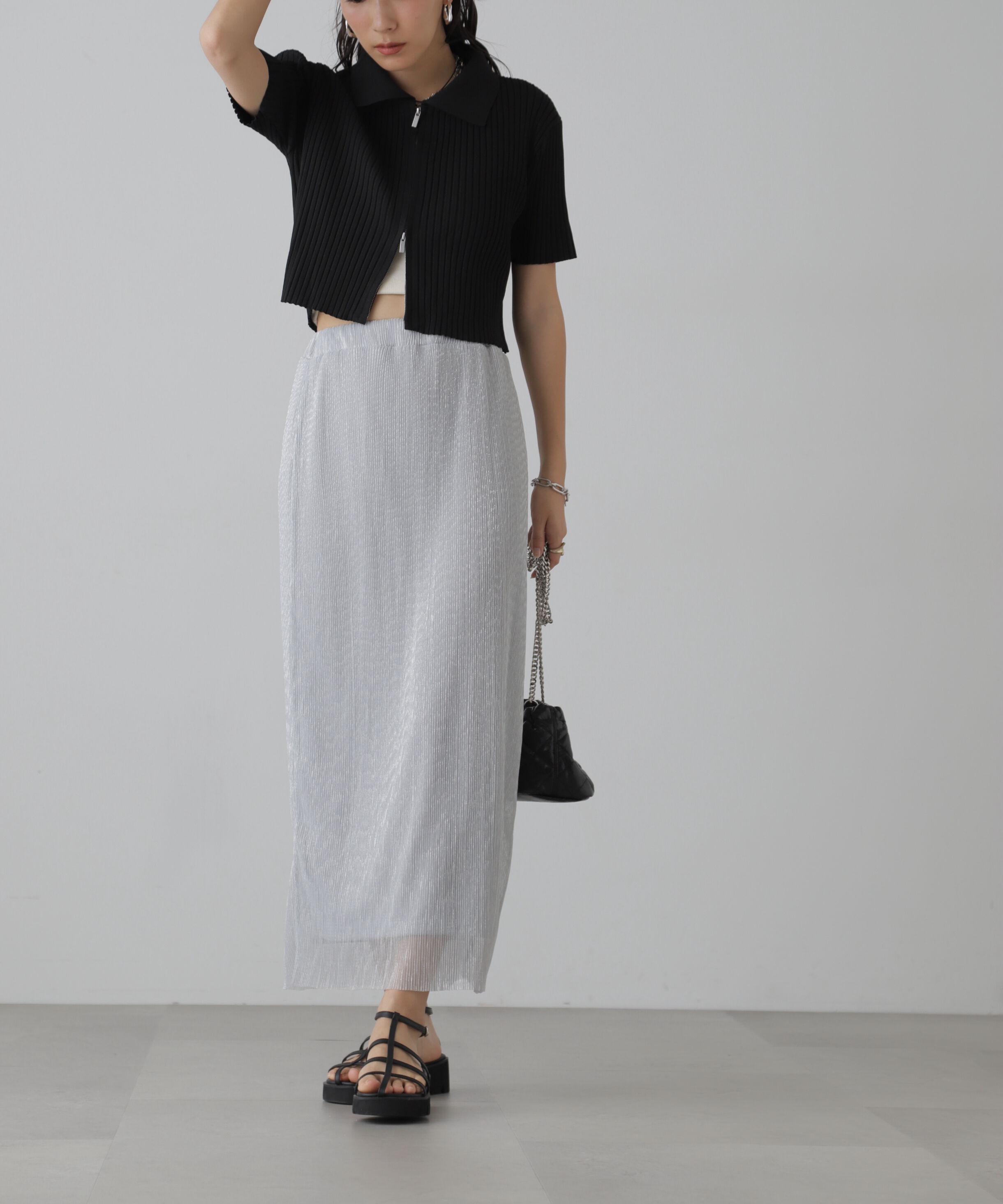  「ラメプリーツナロースカート」|スカート|