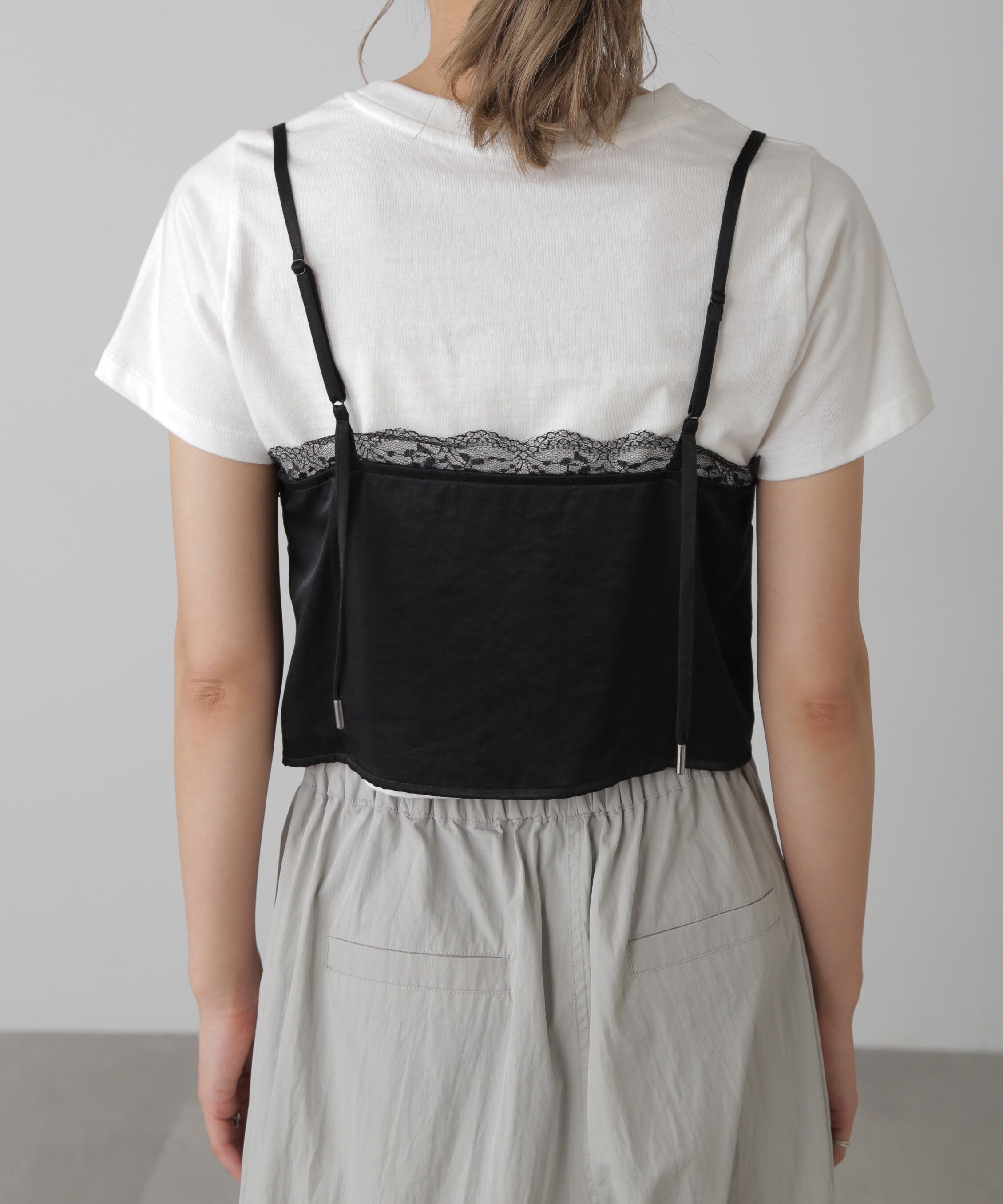  「サテンレースキャミソール」|シャツ・ブラウス|