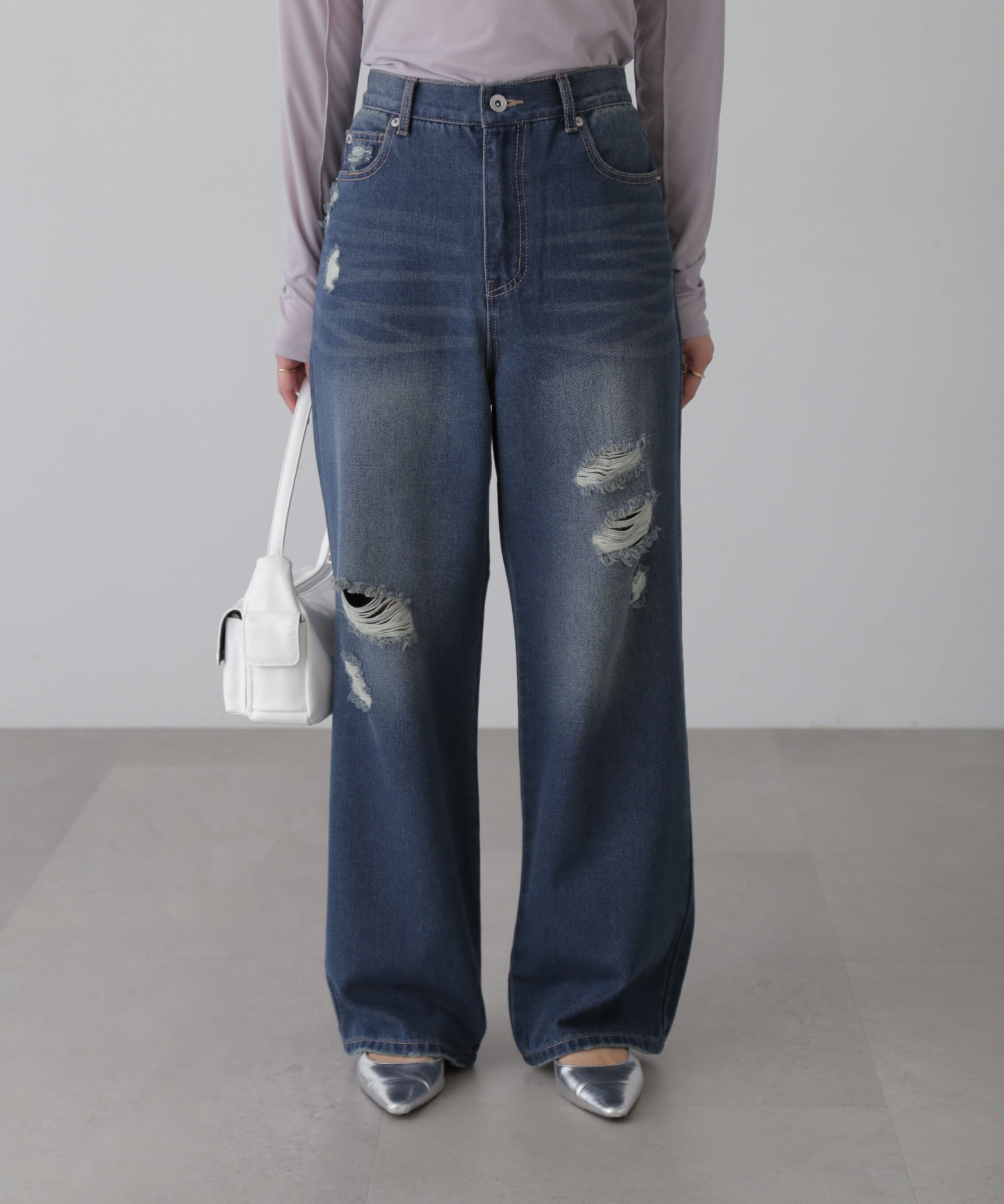  「ストレートワイドクラッシュデニムパンツ」|その他|ブルーオーバ 5