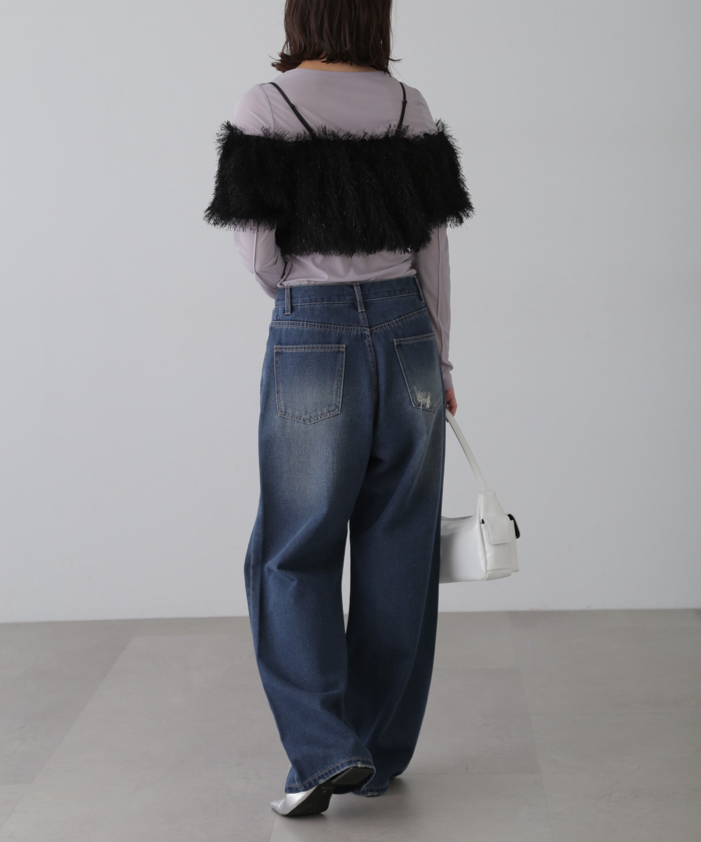  「ストレートワイドクラッシュデニムパンツ」|その他|