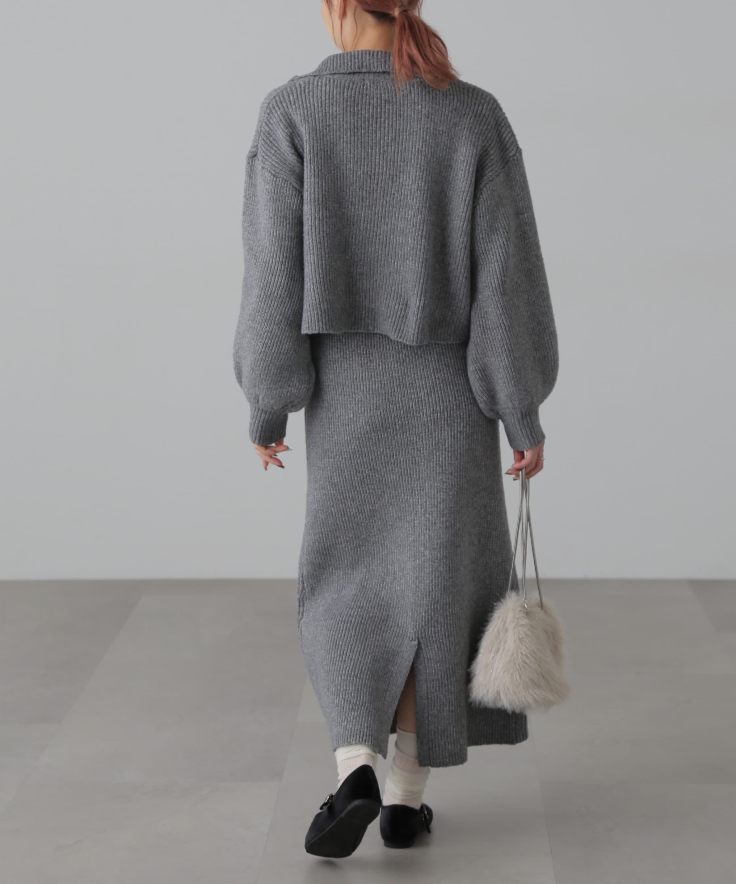  「ハーフジップニット&times;ナロースカートセットアップ」|ワンピース|