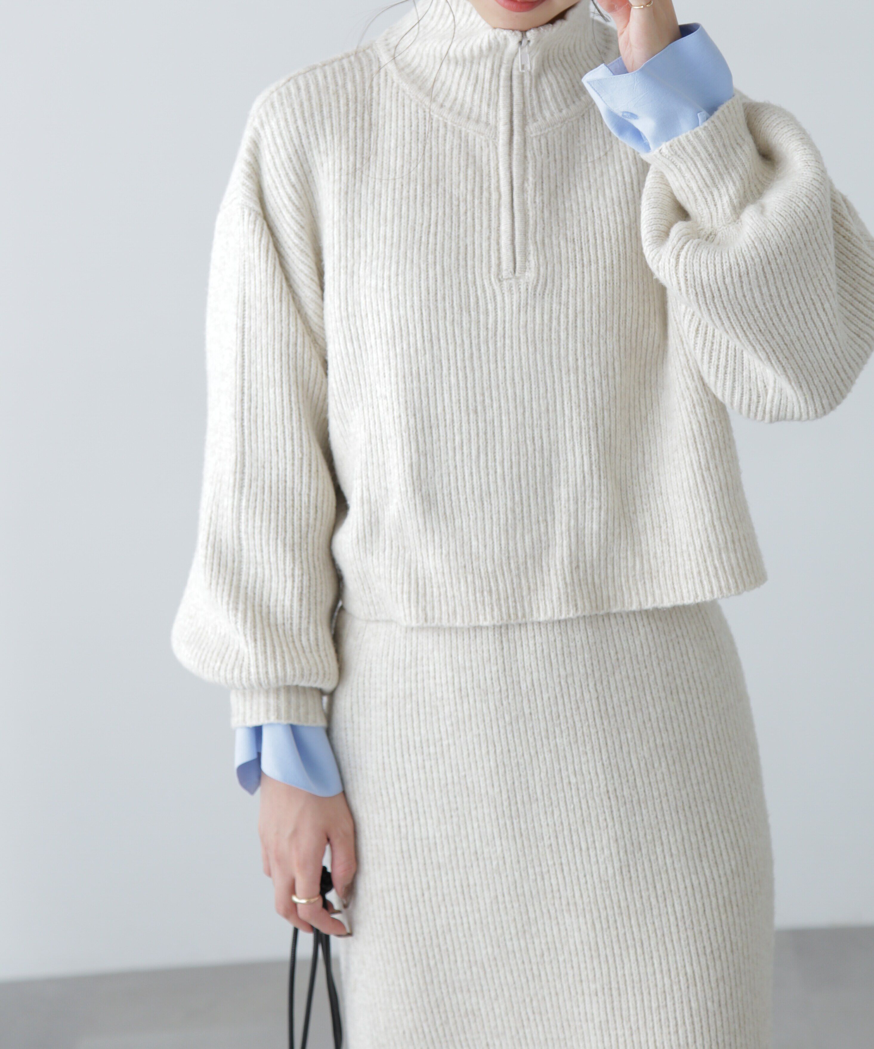  「ハーフジップニット&times;ナロースカートセットアップ」|ワンピース|