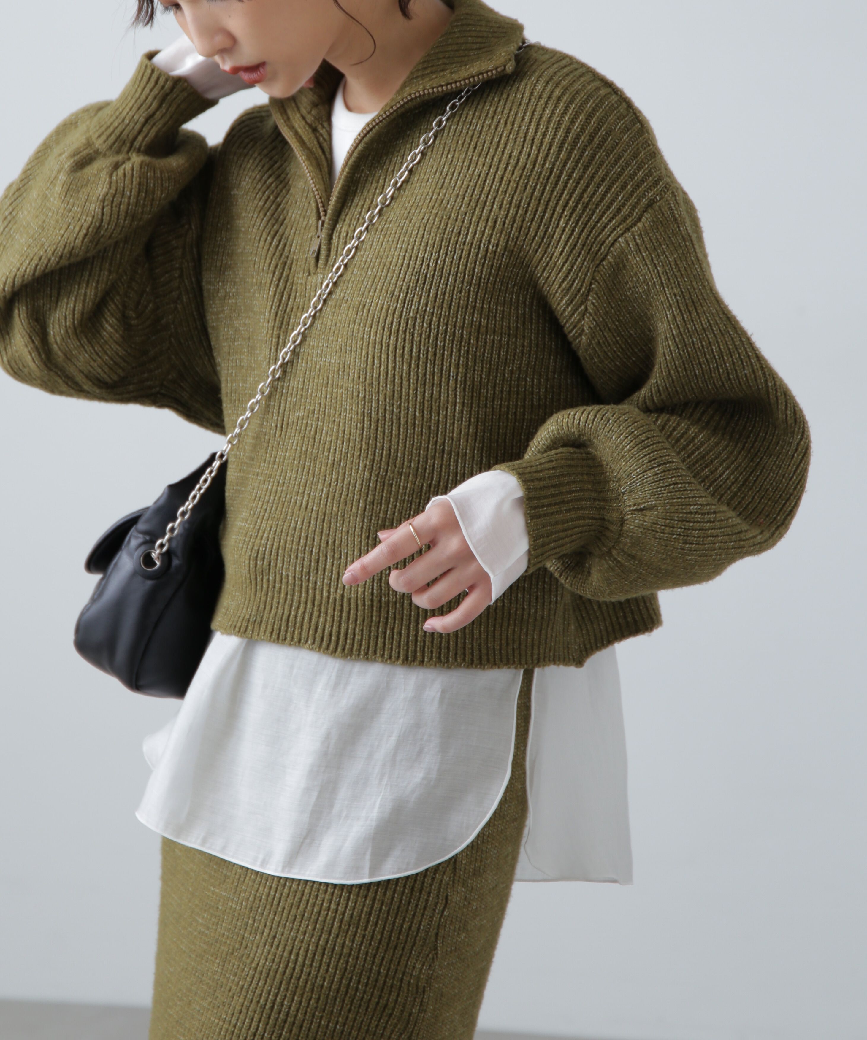  「ハーフジップニット&times;ナロースカートセットアップ」|ワンピース|