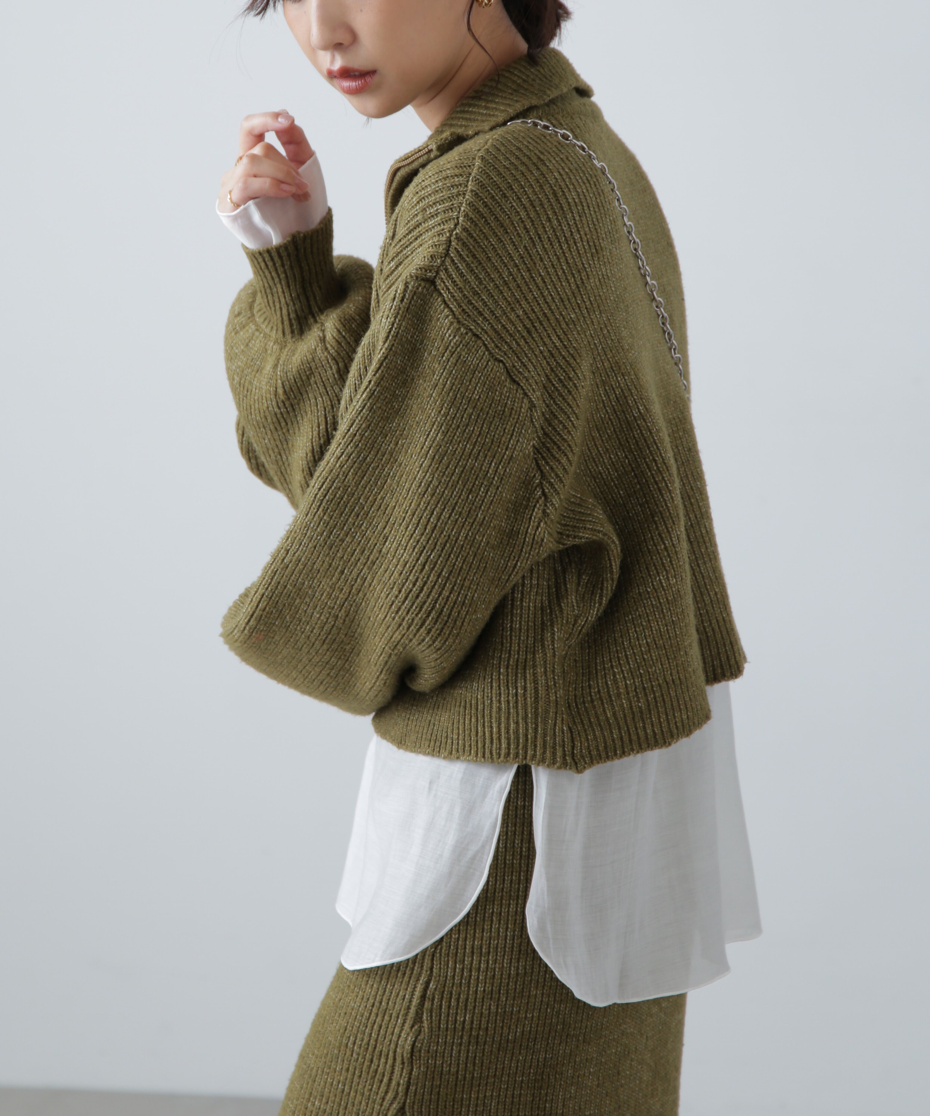  「ハーフジップニット&times;ナロースカートセットアップ」|ワンピース|