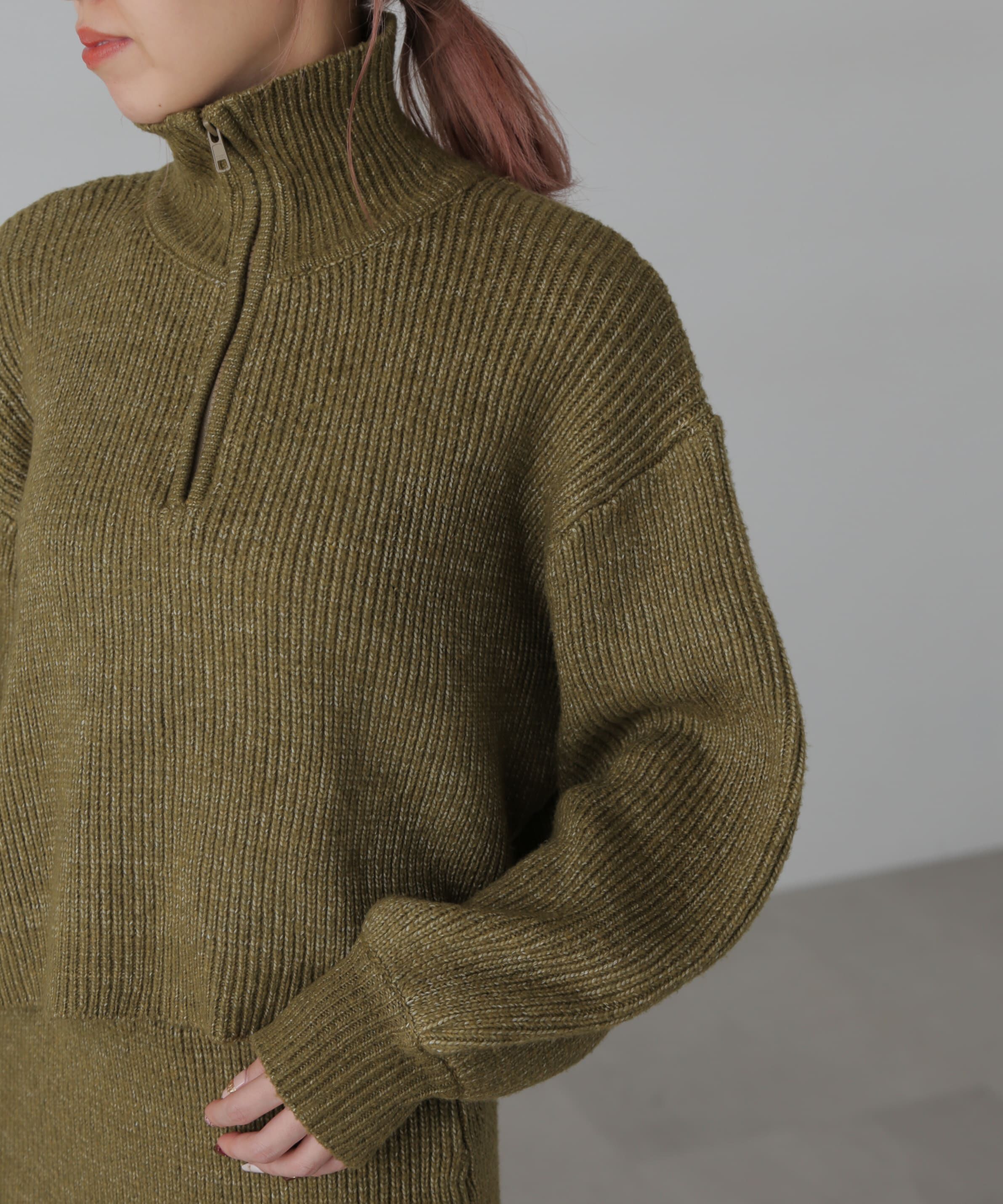  「ハーフジップニット&times;ナロースカートセットアップ」|ワンピース|