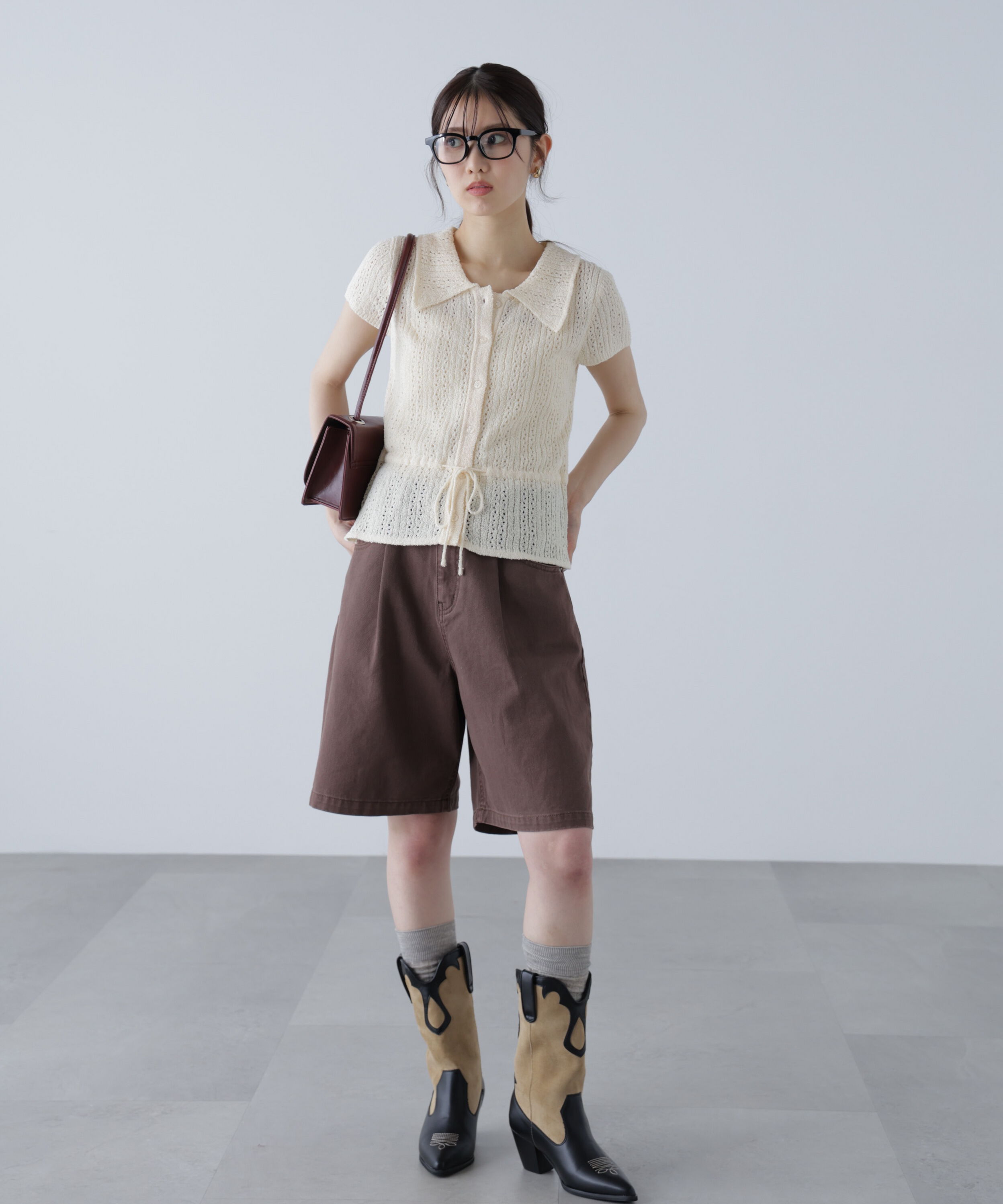  「透かし編みペプラムニット」|ニット・セーター|