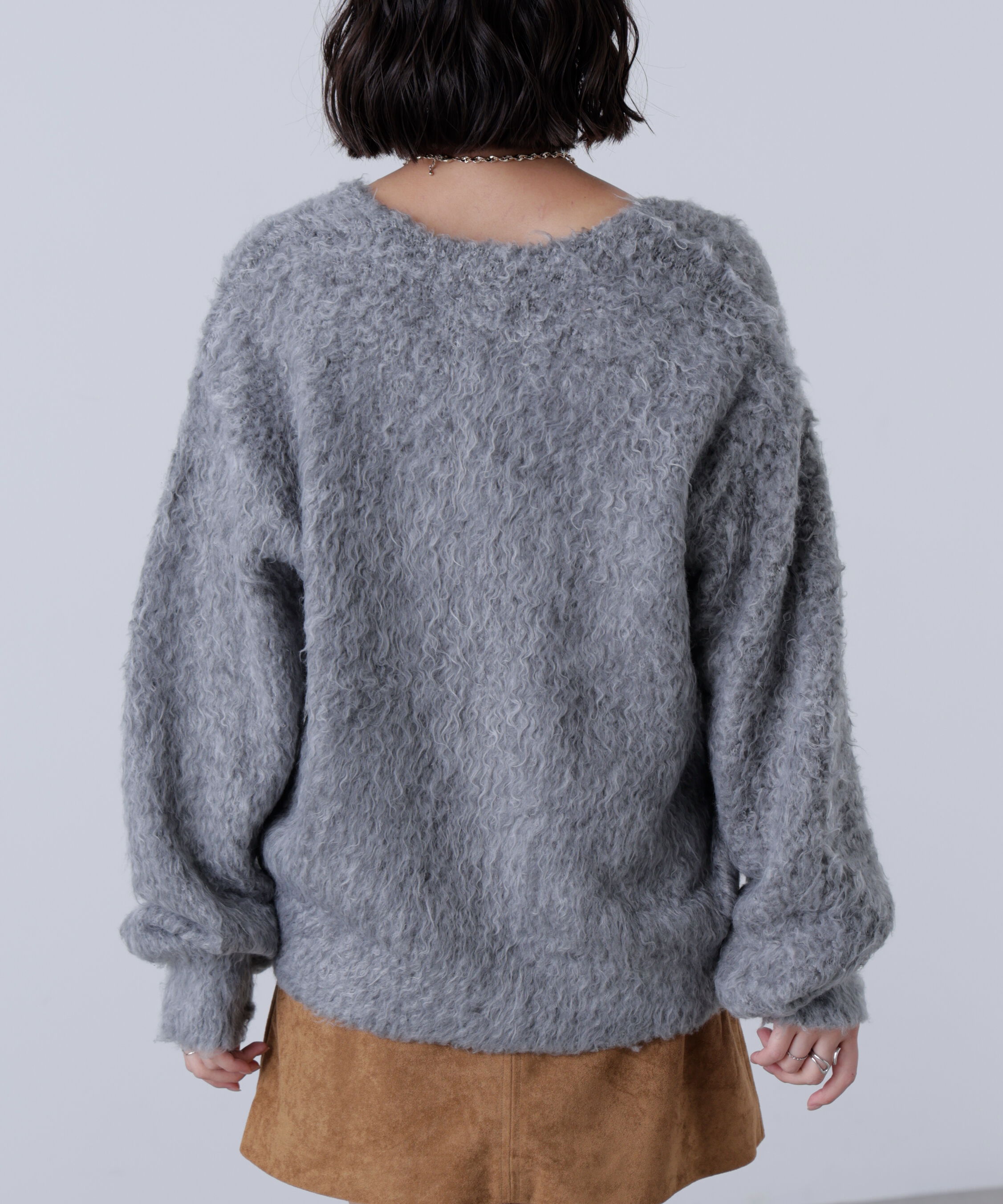  「ウェーブ起毛Vネックカーディガン」|ニット・セーター|