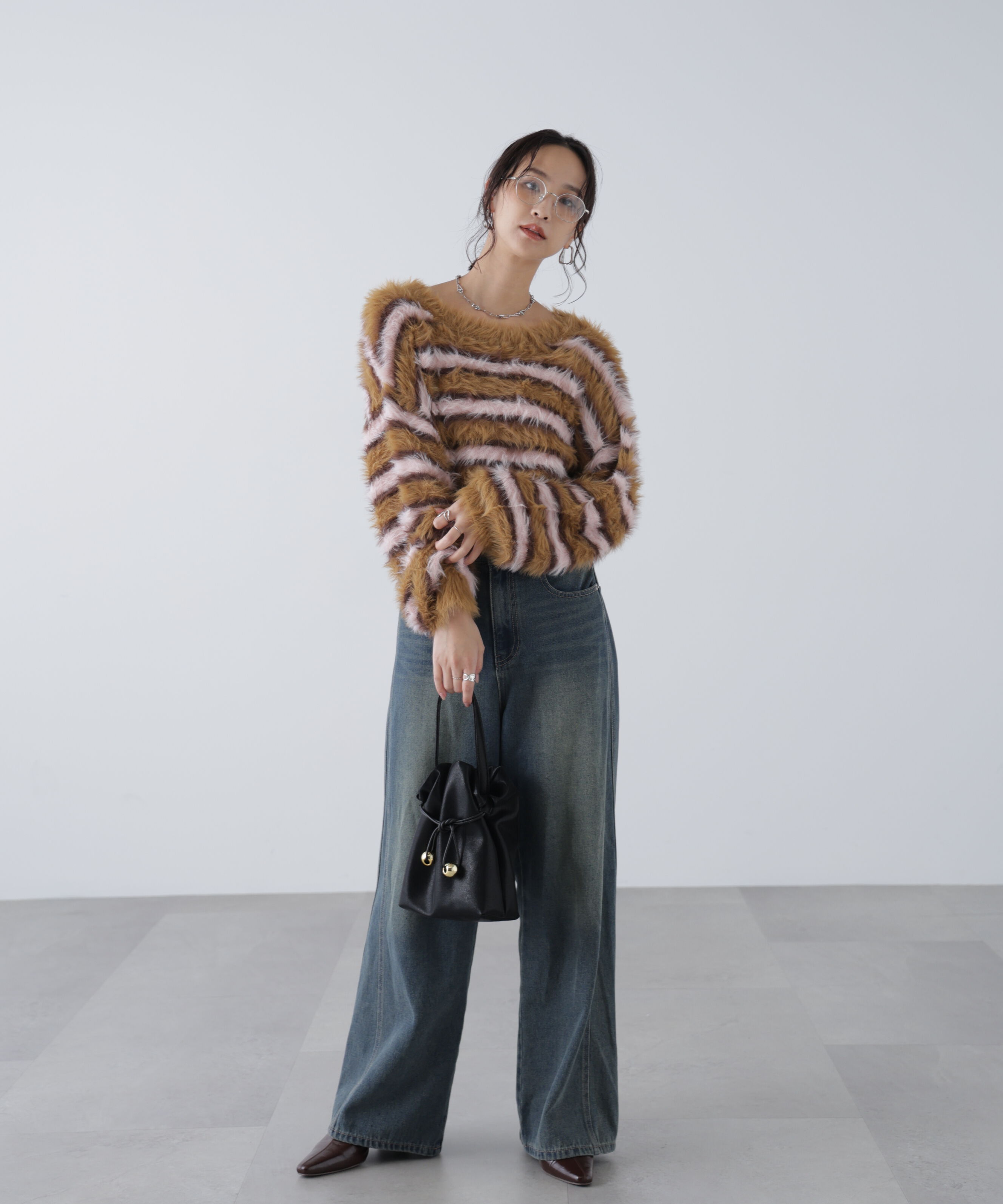  「シャギーボーダークロップドニット」|ニット・セーター|