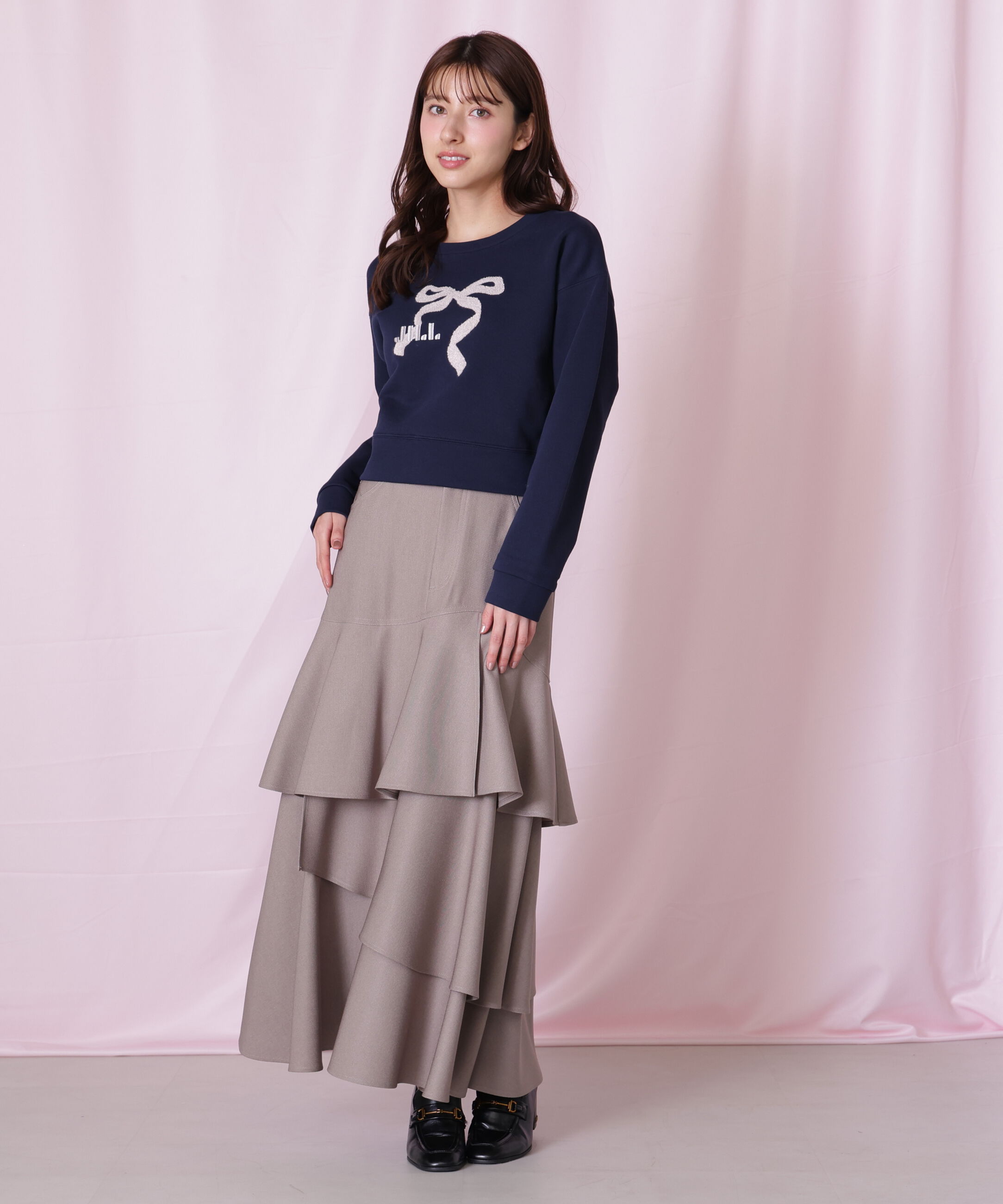  「アシメティアードスカート」|スカート|ブラウン