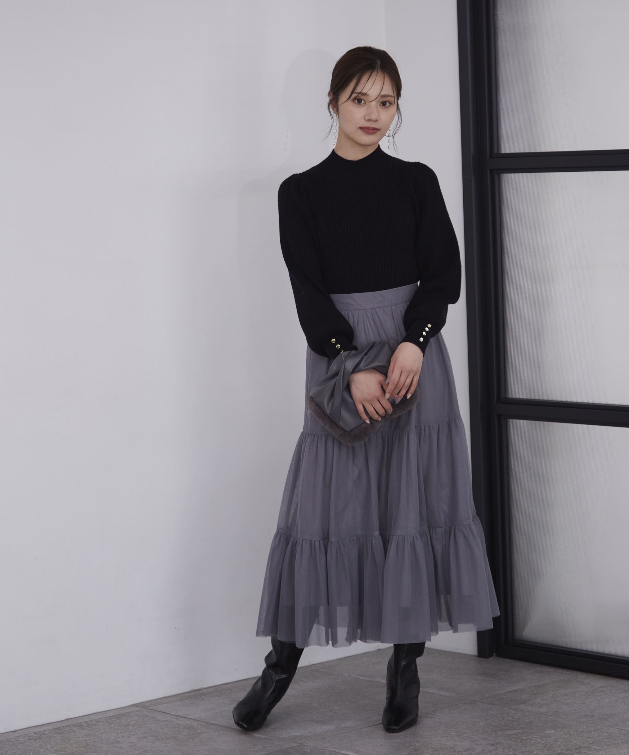 PROPORTION BODY DRESSING「重ねラメチュールティアードスカート24AW」|スカート|