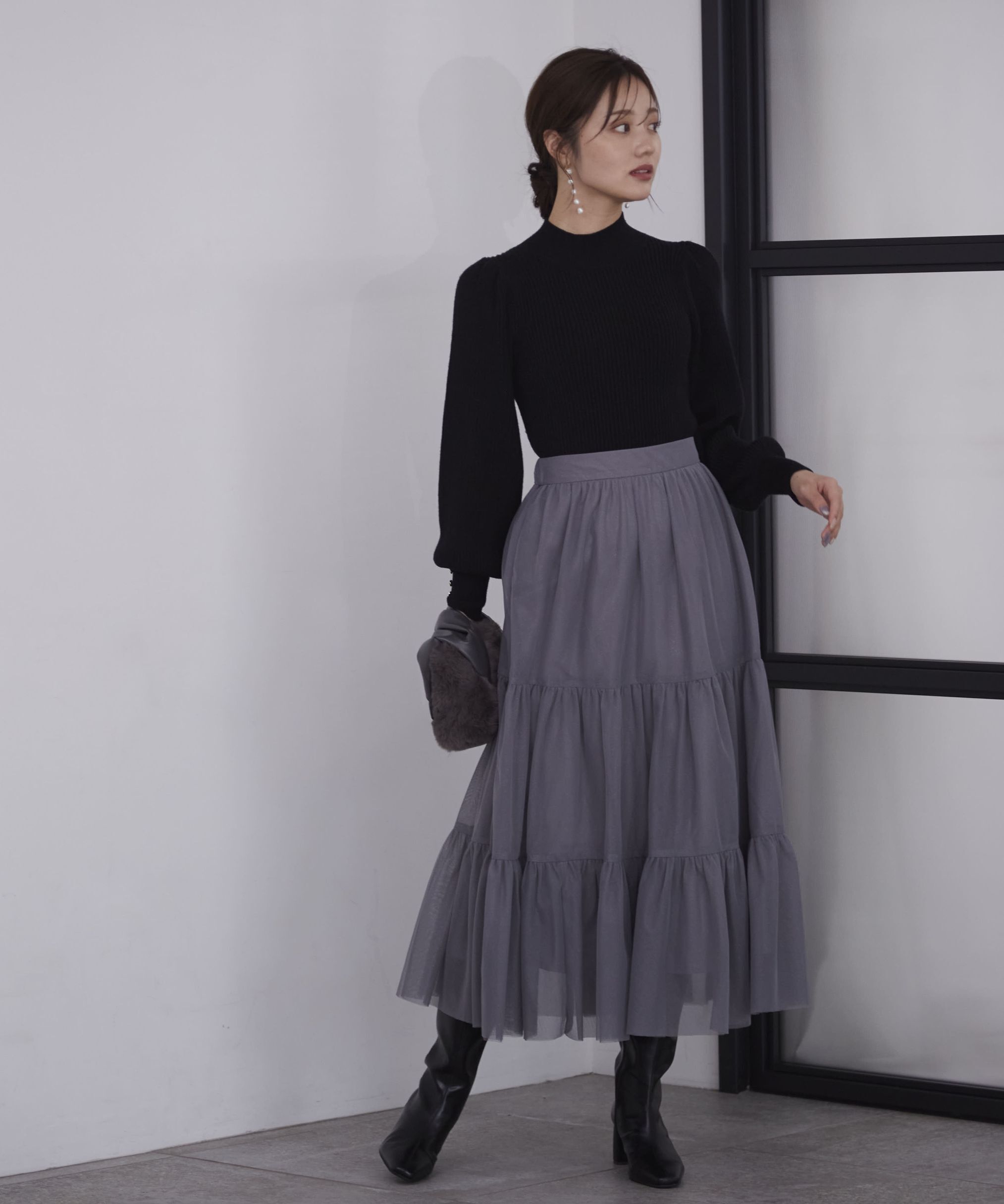 PROPORTION BODY DRESSING「重ねラメチュールティアードスカート24AW」|スカート|