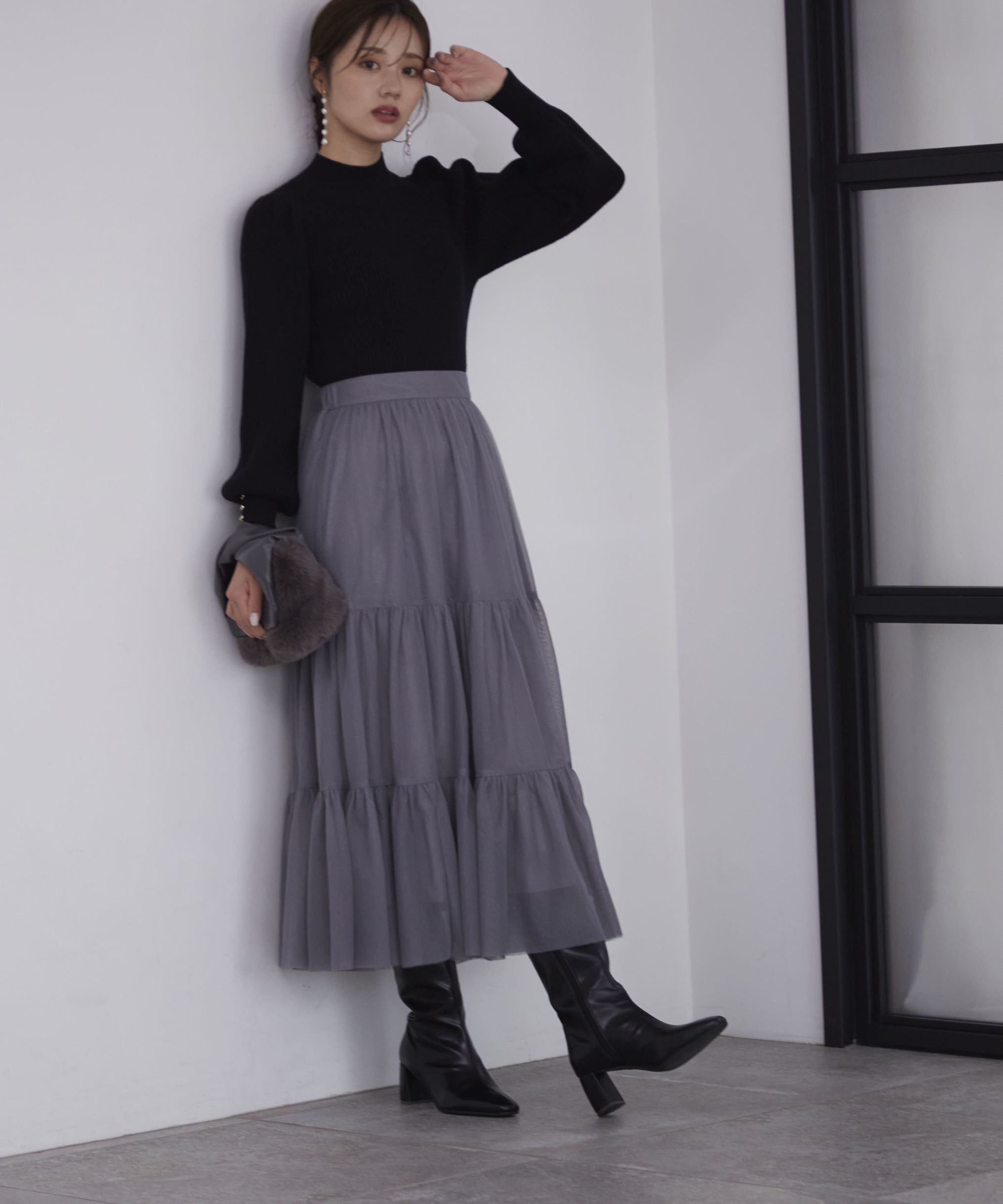 PROPORTION BODY DRESSING「重ねラメチュールティアードスカート24AW」|スカート|