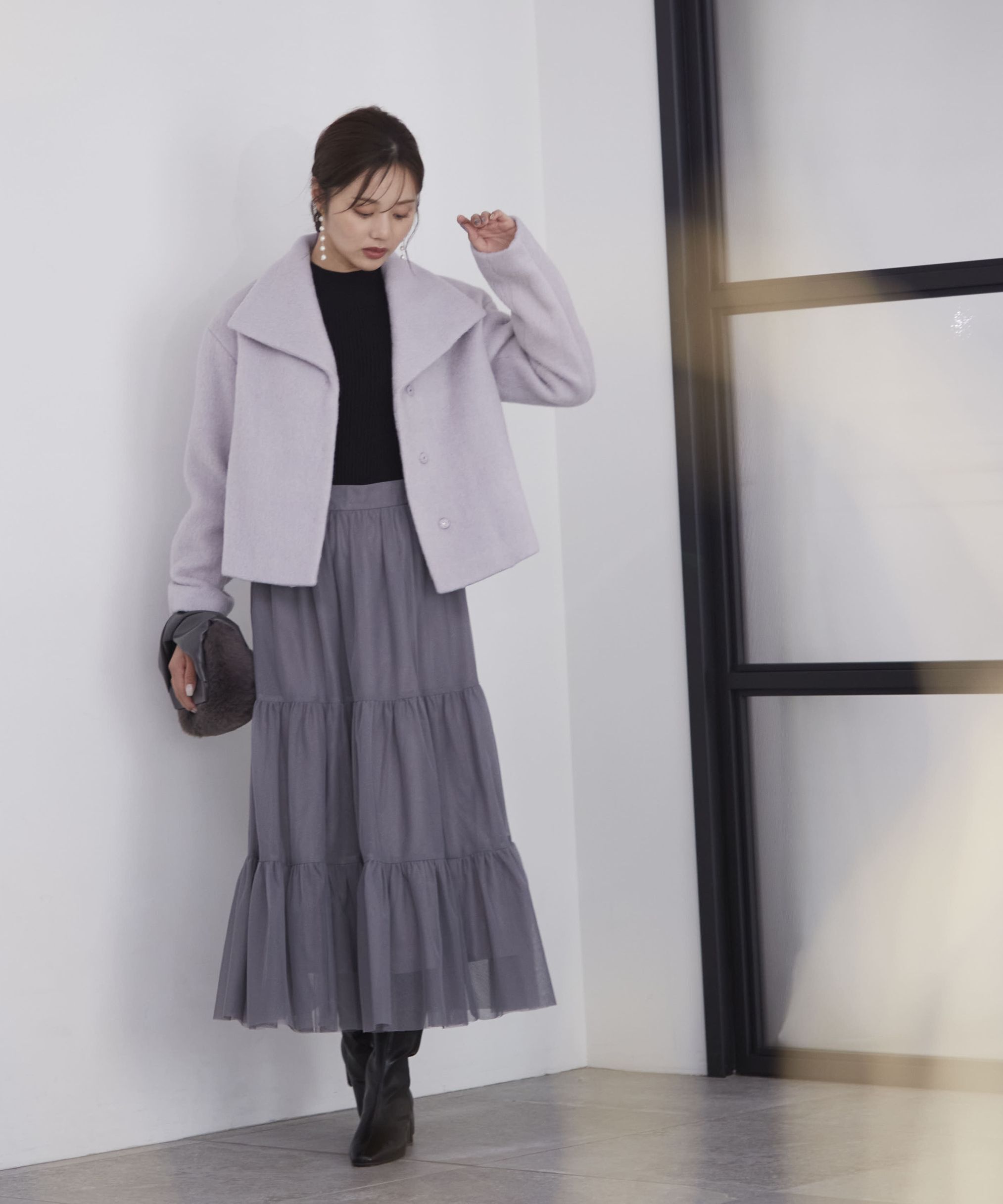 PROPORTION BODY DRESSING「重ねラメチュールティアードスカート24AW」|スカート|