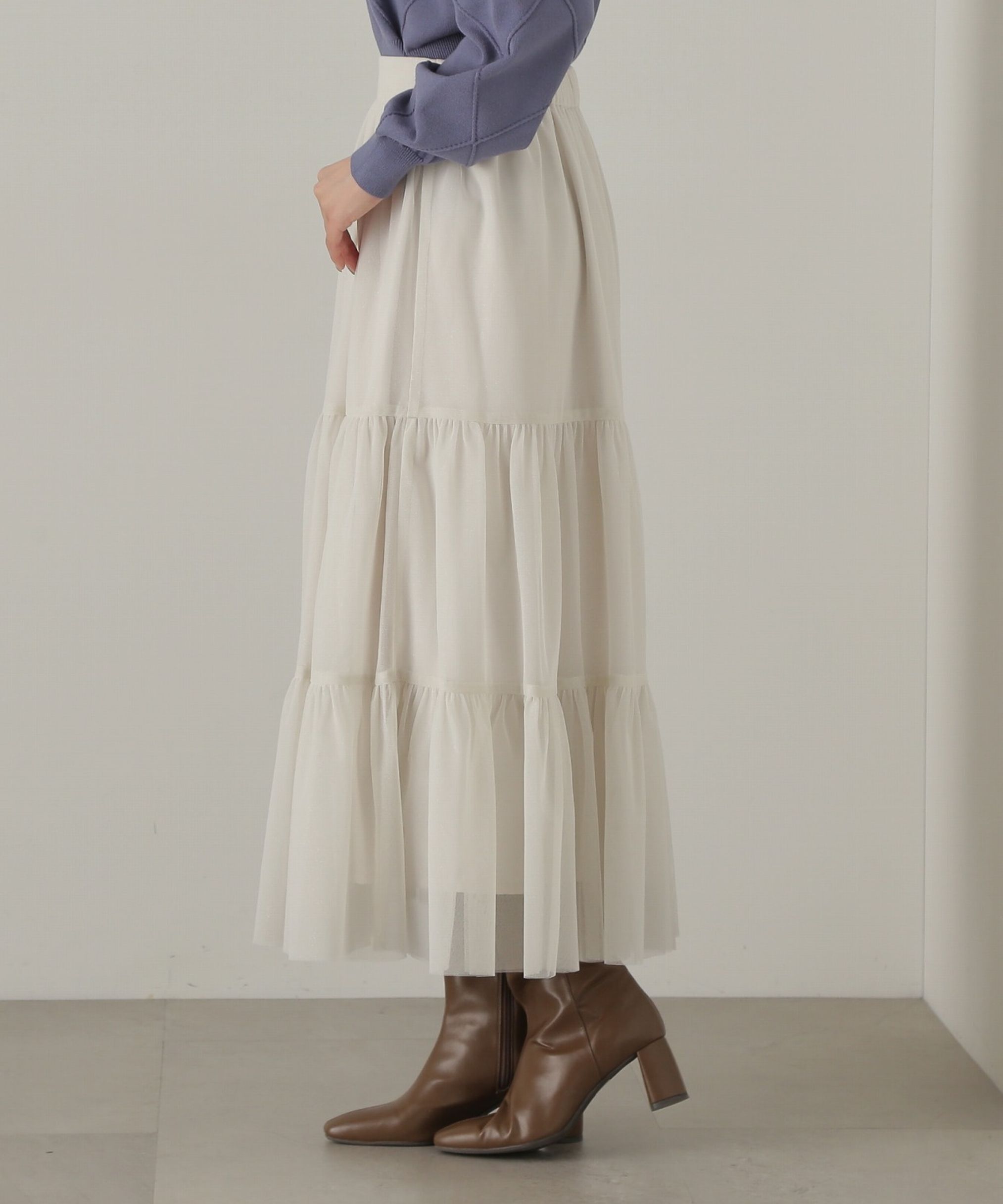 PROPORTION BODY DRESSING「重ねラメチュールティアードスカート24AW」|スカート|