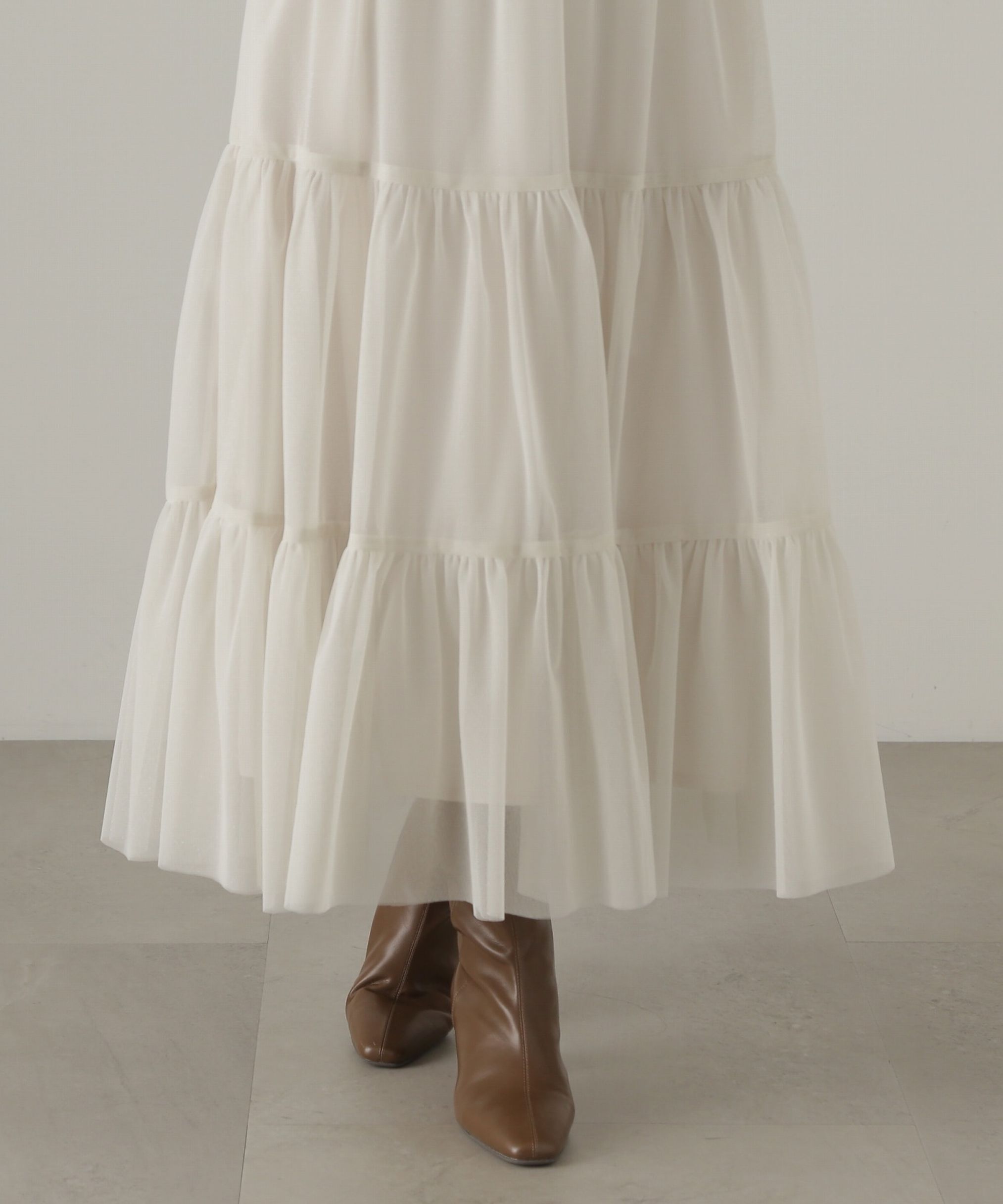 PROPORTION BODY DRESSING「重ねラメチュールティアードスカート24AW」|スカート|