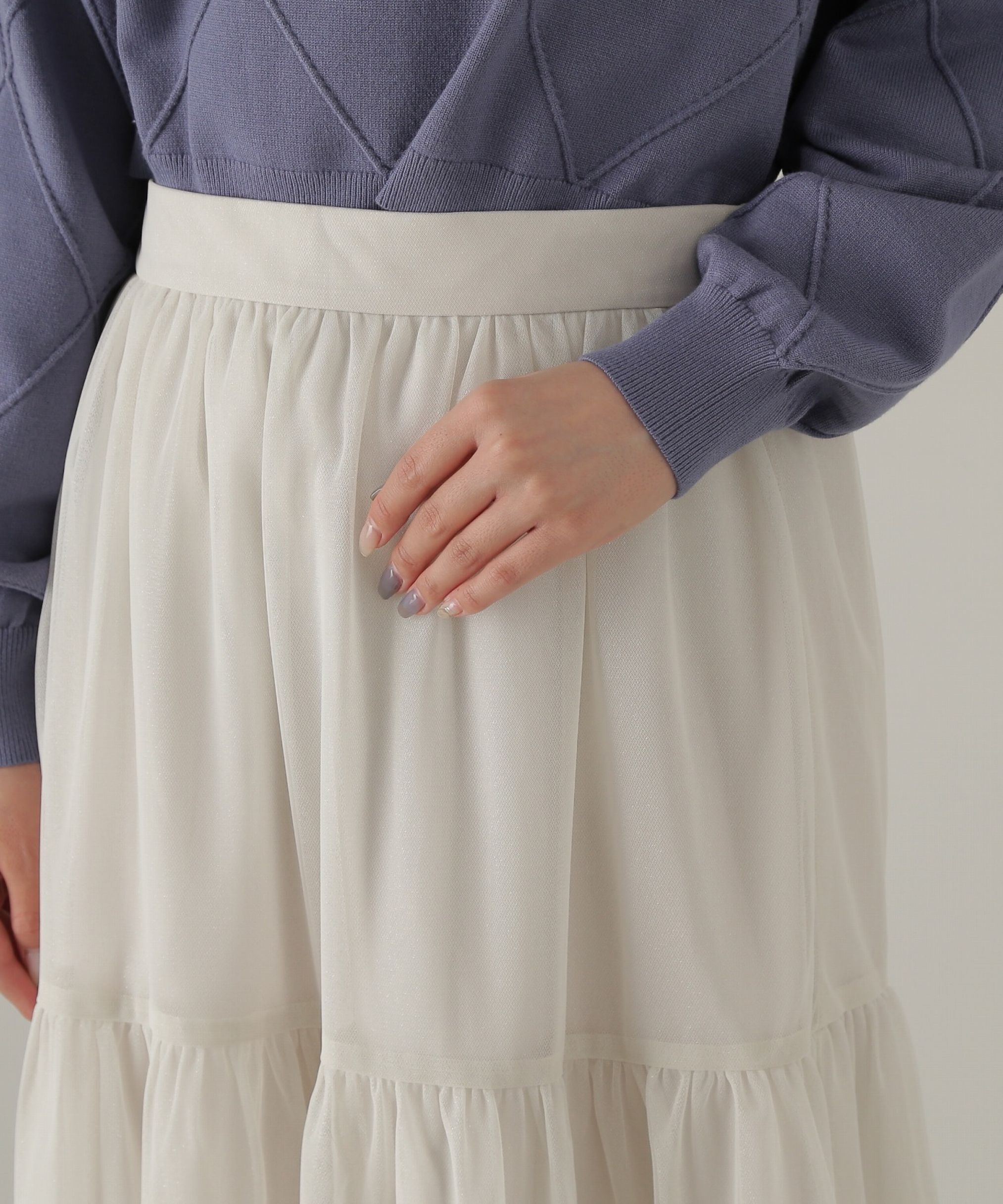 PROPORTION BODY DRESSING「重ねラメチュールティアードスカート24AW」|スカート|