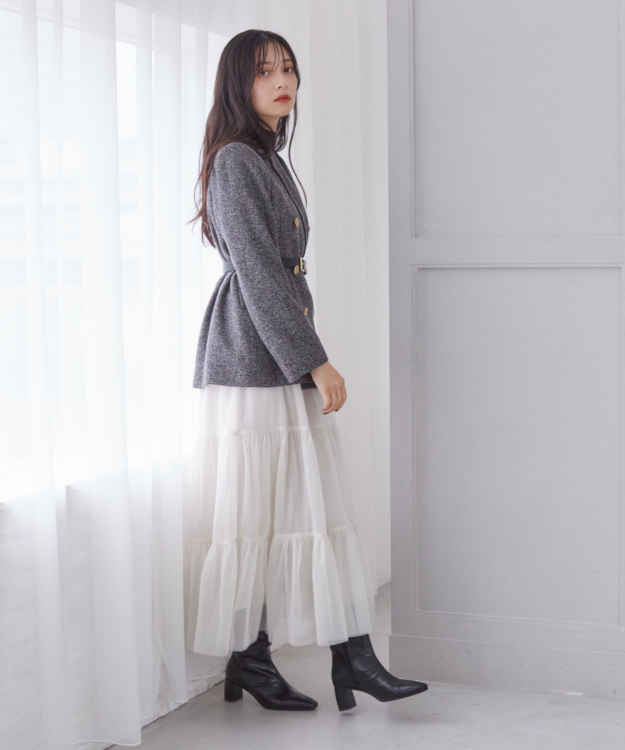 PROPORTION BODY DRESSING「重ねラメチュールティアードスカート24AW」|スカート|