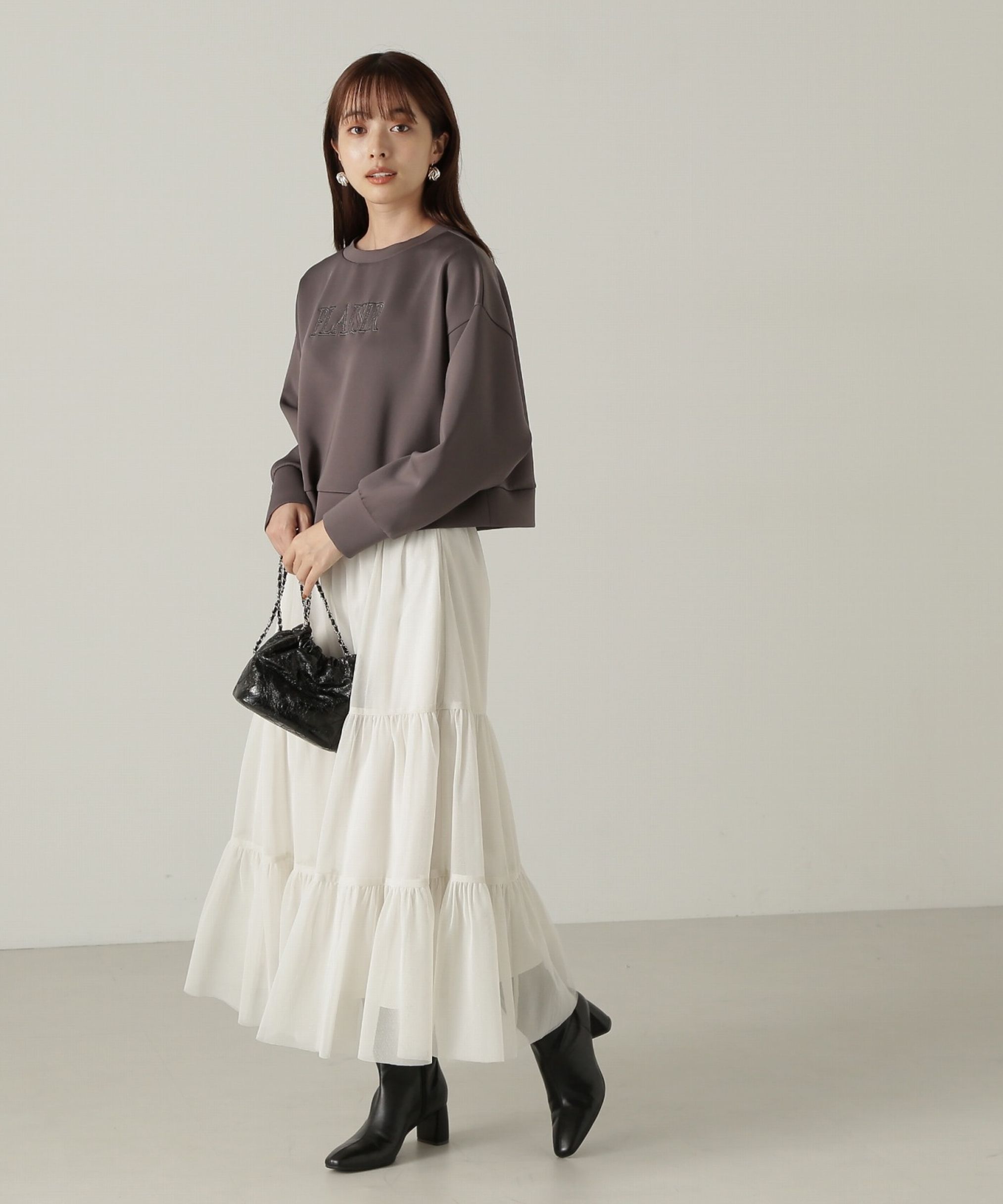 PROPORTION BODY DRESSING「重ねラメチュールティアードスカート24AW」|スカート|