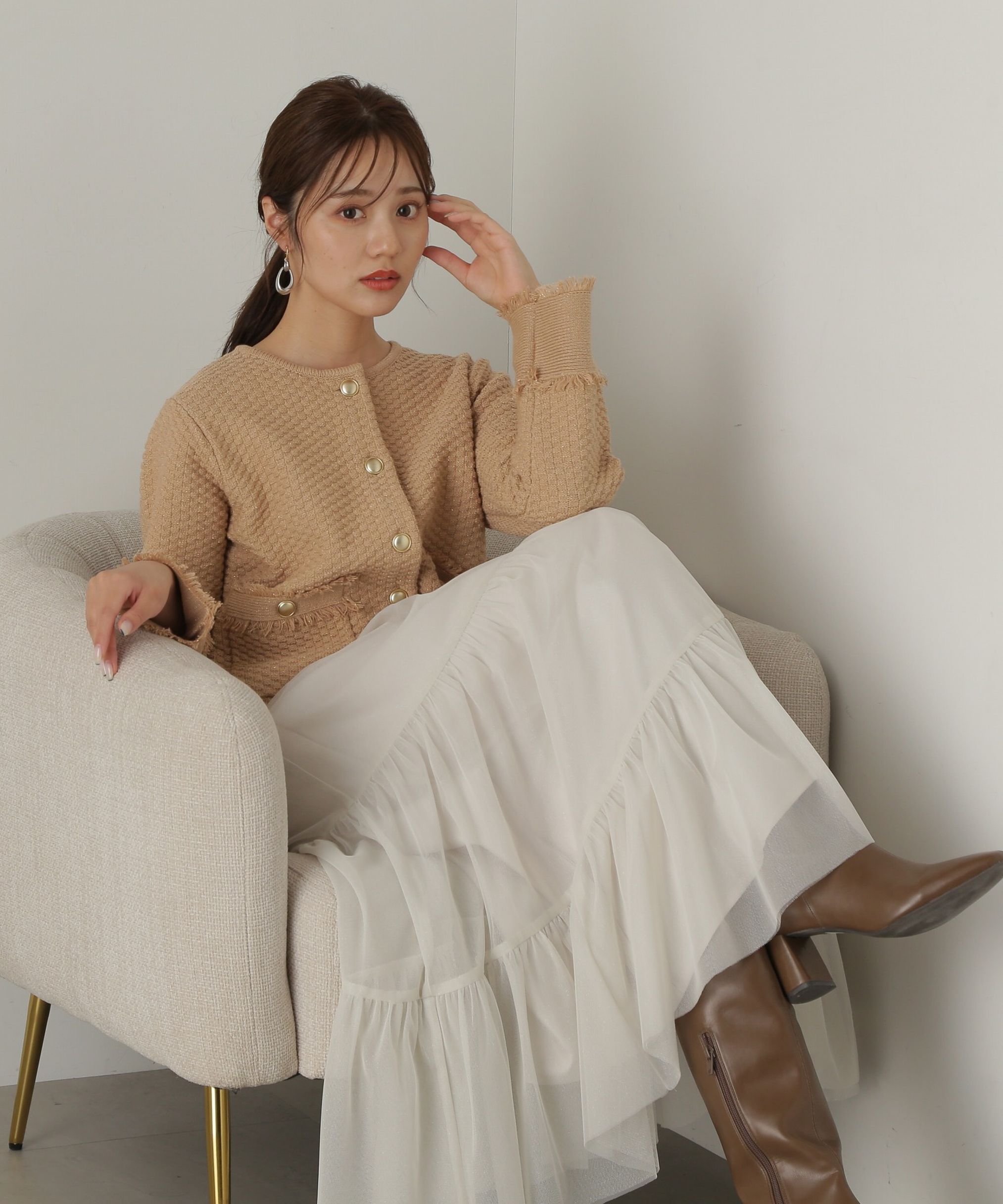 PROPORTION BODY DRESSING「重ねラメチュールティアードスカート24AW」|スカート|