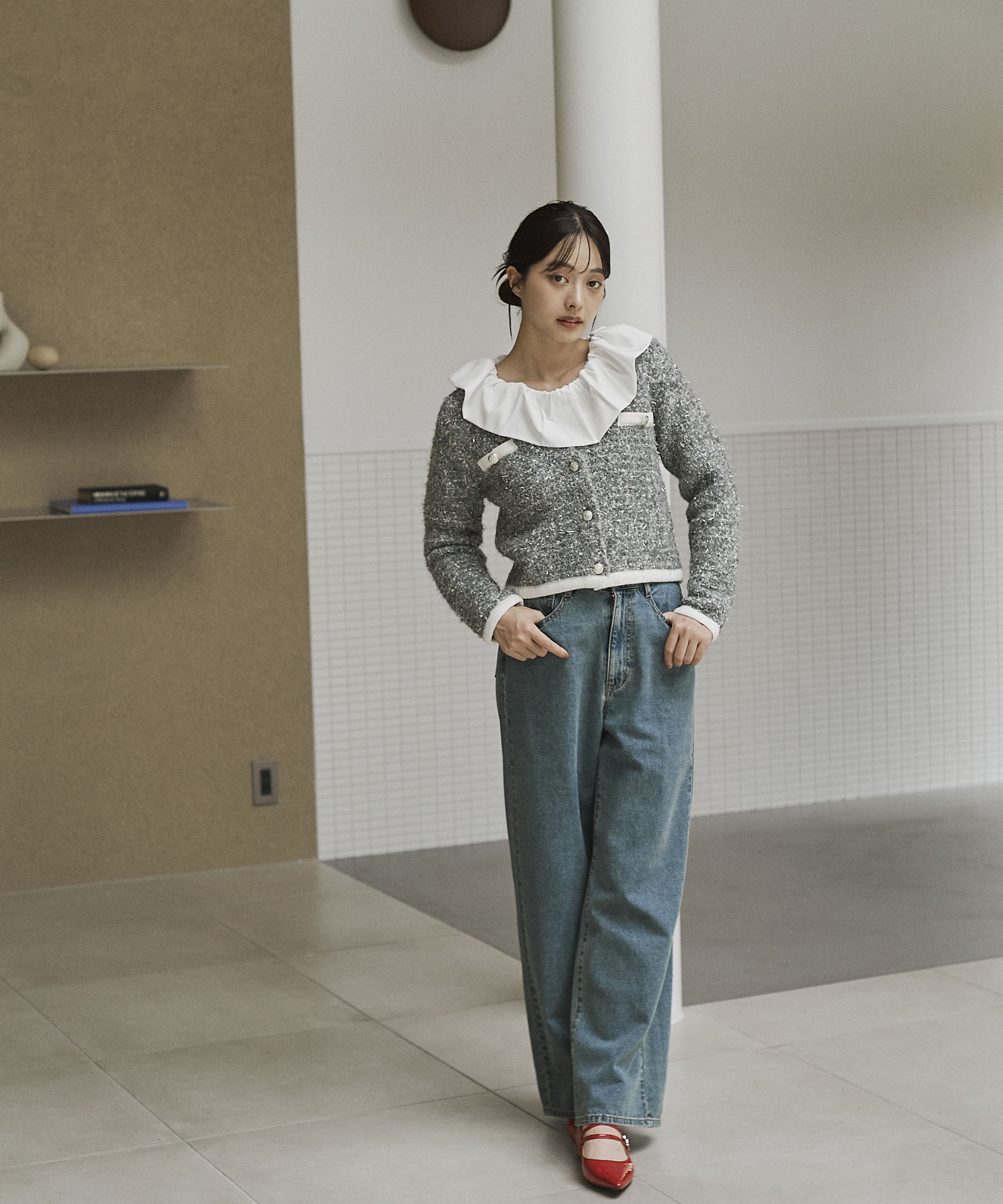 PROPORTION BODY DRESSING「ファンシーツイード風ニットカーディガン 25AW」|カーディガン|