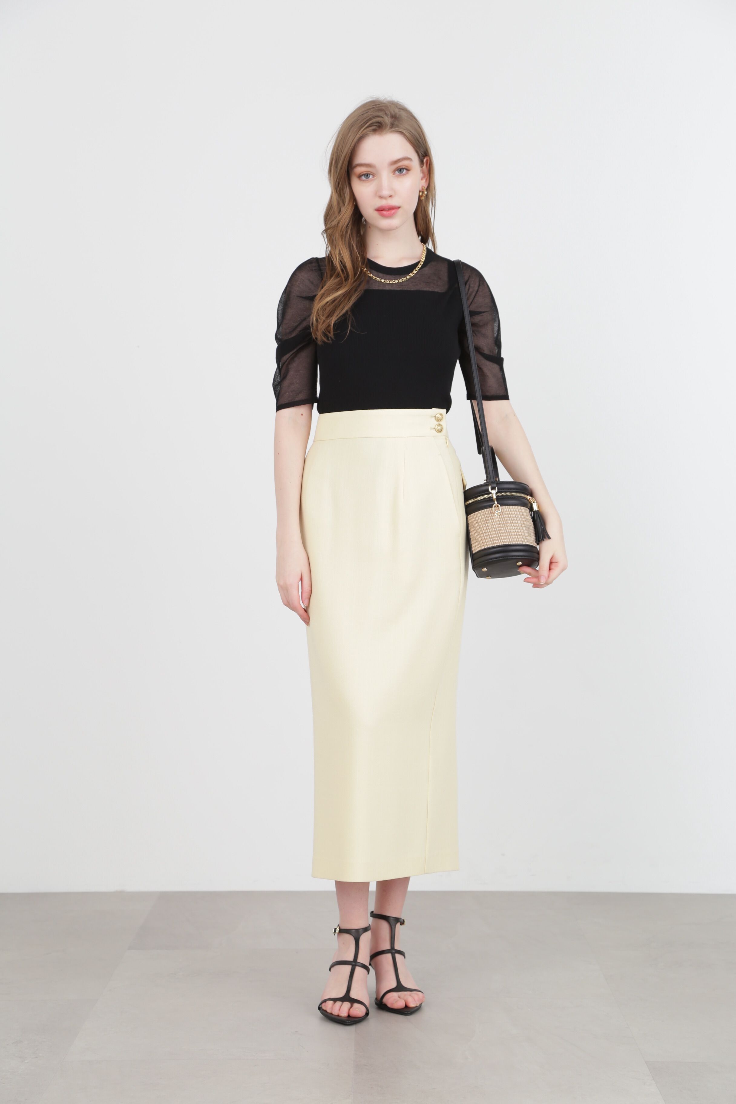  「◆サイドボタンロングスカート」|スカート|