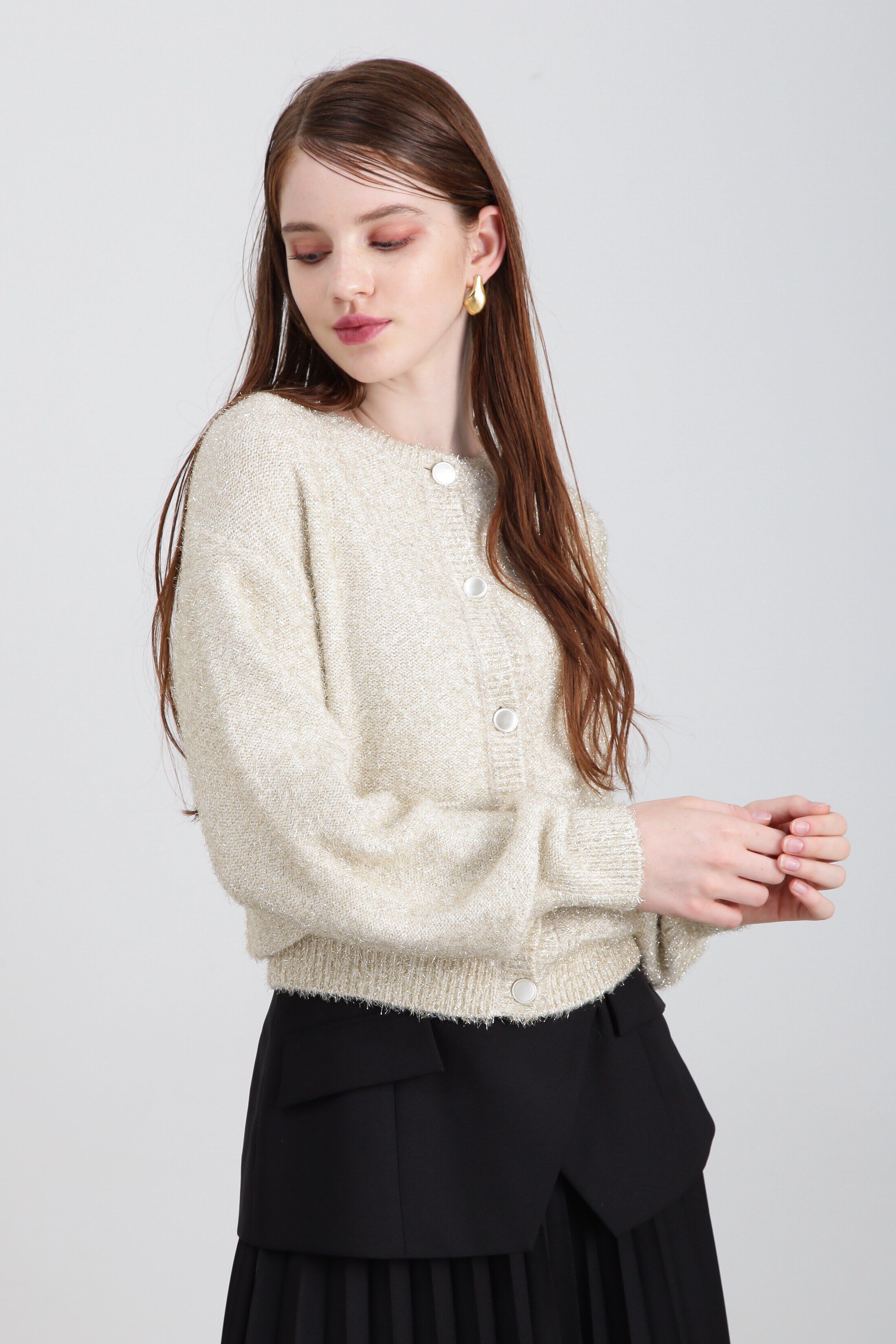  「◆ラメシャギーカーディガン」|その他|ゴールド