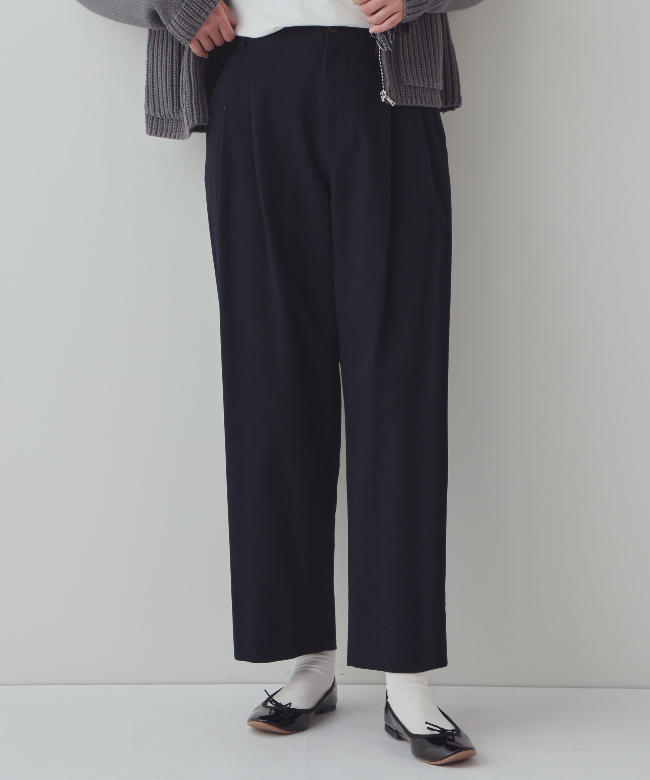  「◆ワイドテーパードチノパンツ」|その他|ネイビー