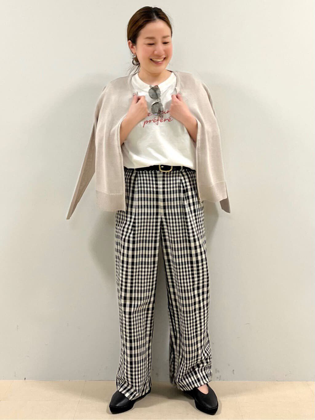  「◆綿麻チェックセミワイドパンツ」|その他|