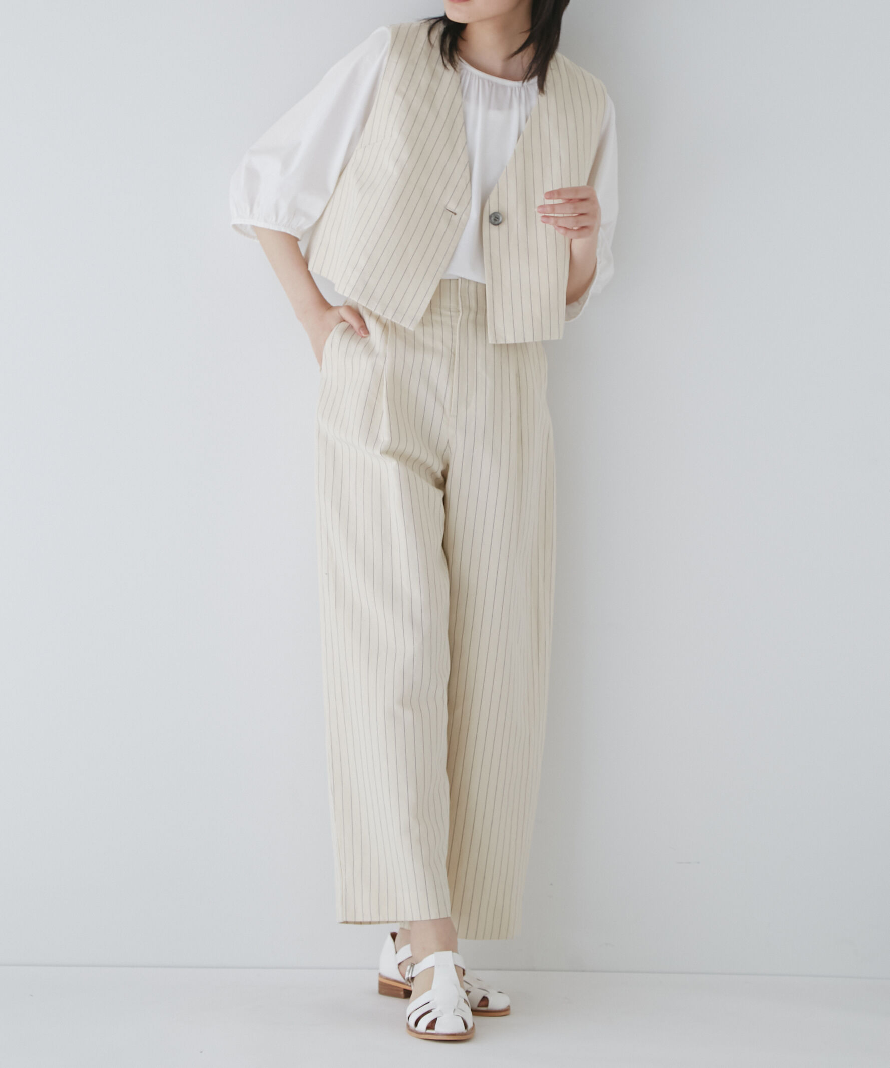  「◆綿麻ストライプジレ」|シャツ・ブラウス|