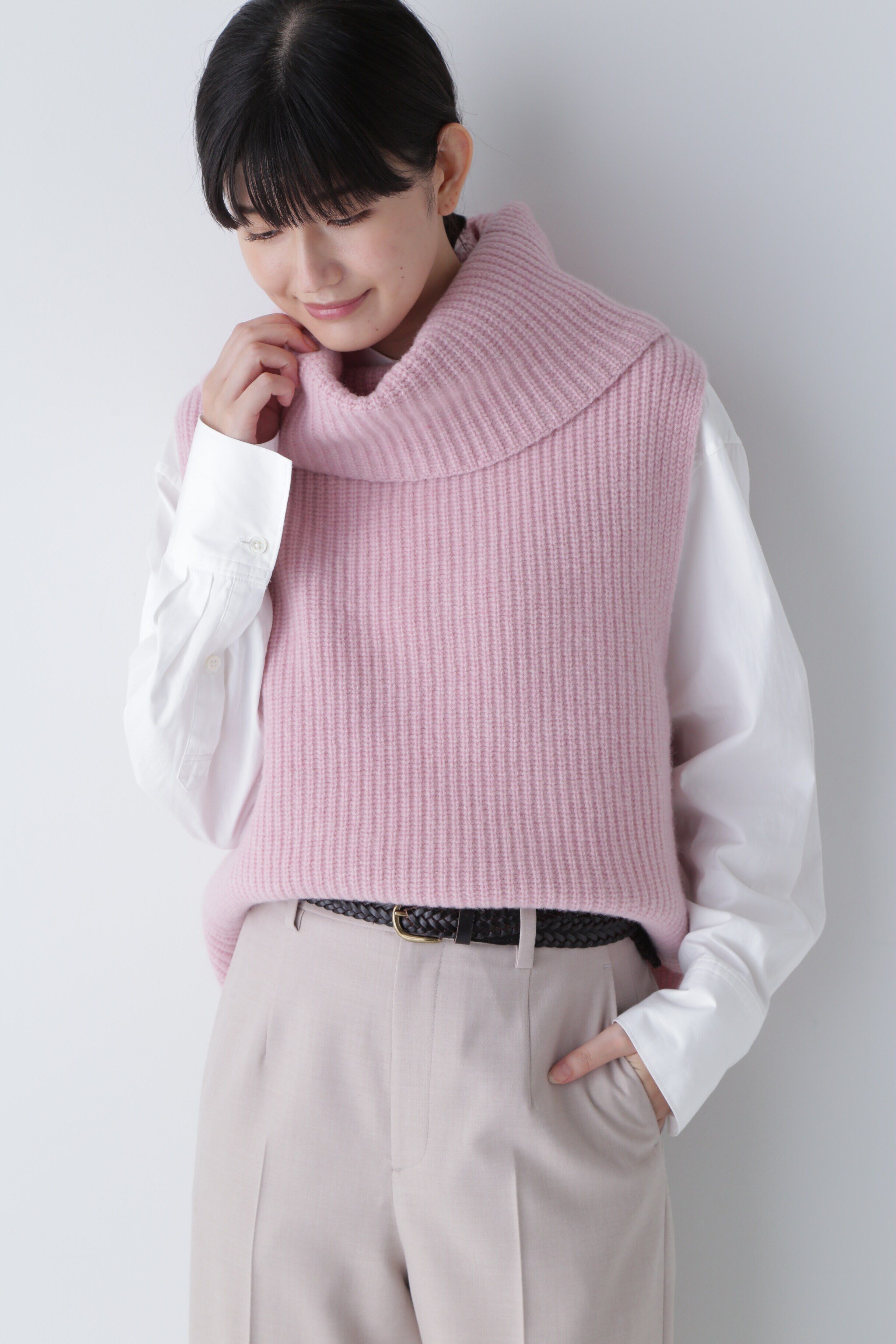  「◆ホールガーメント片畦ニットベスト」|ニット・セーター|ピンク