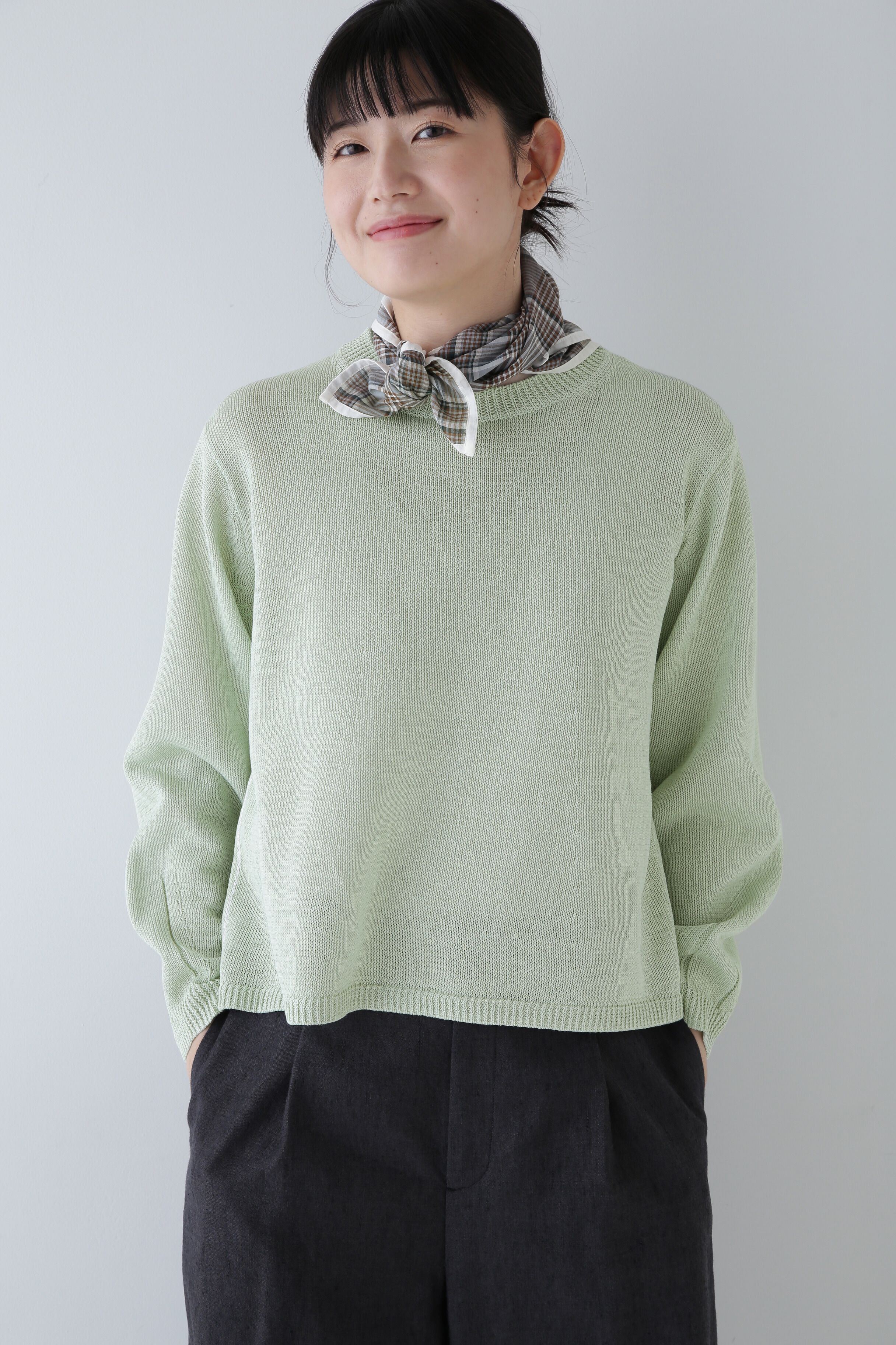  「◆ミドルゲージギマプルオーバー」|ニット・セーター|ミントグリー