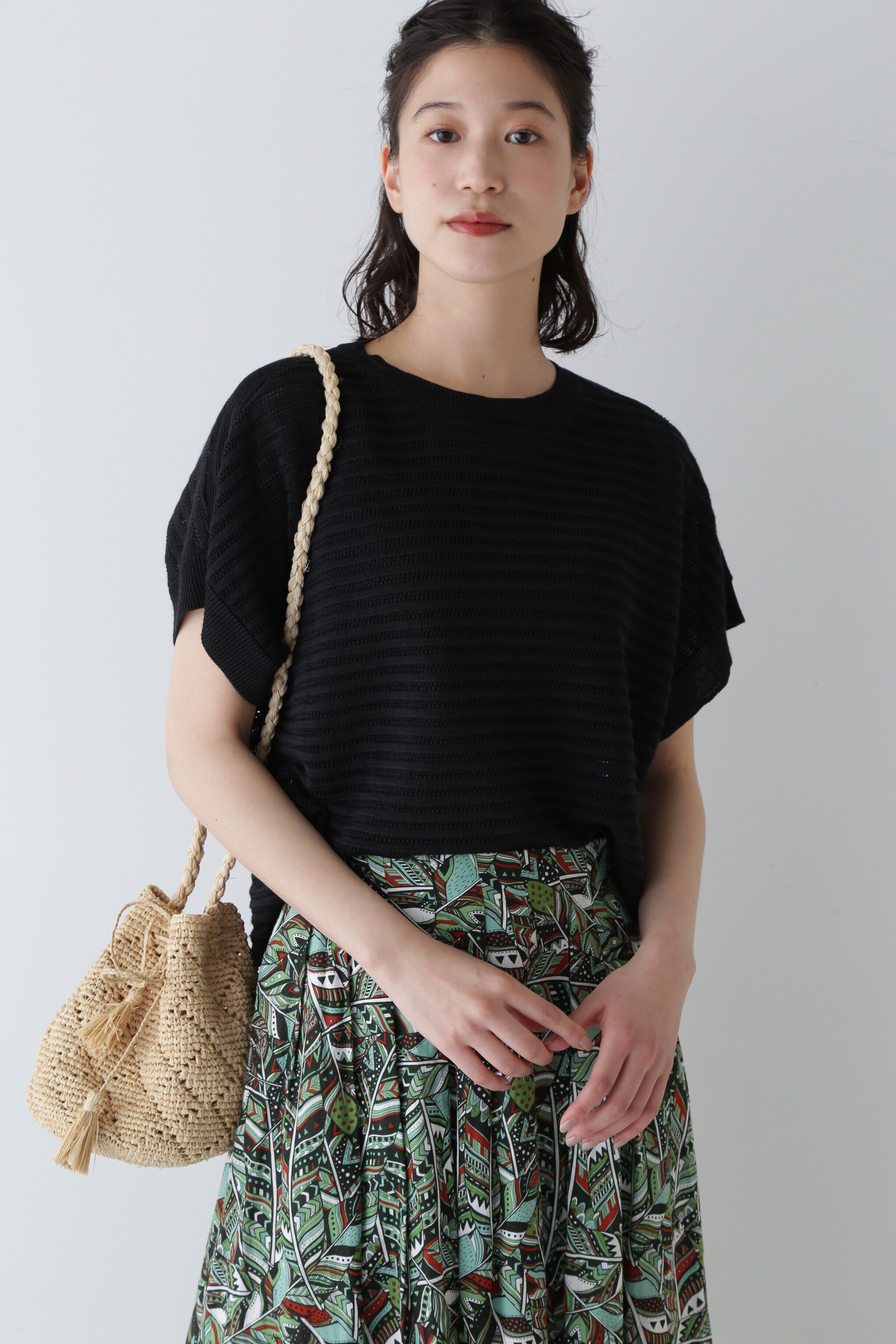  「◆ラミーメッシュニット」|ニット・セーター|ブラック