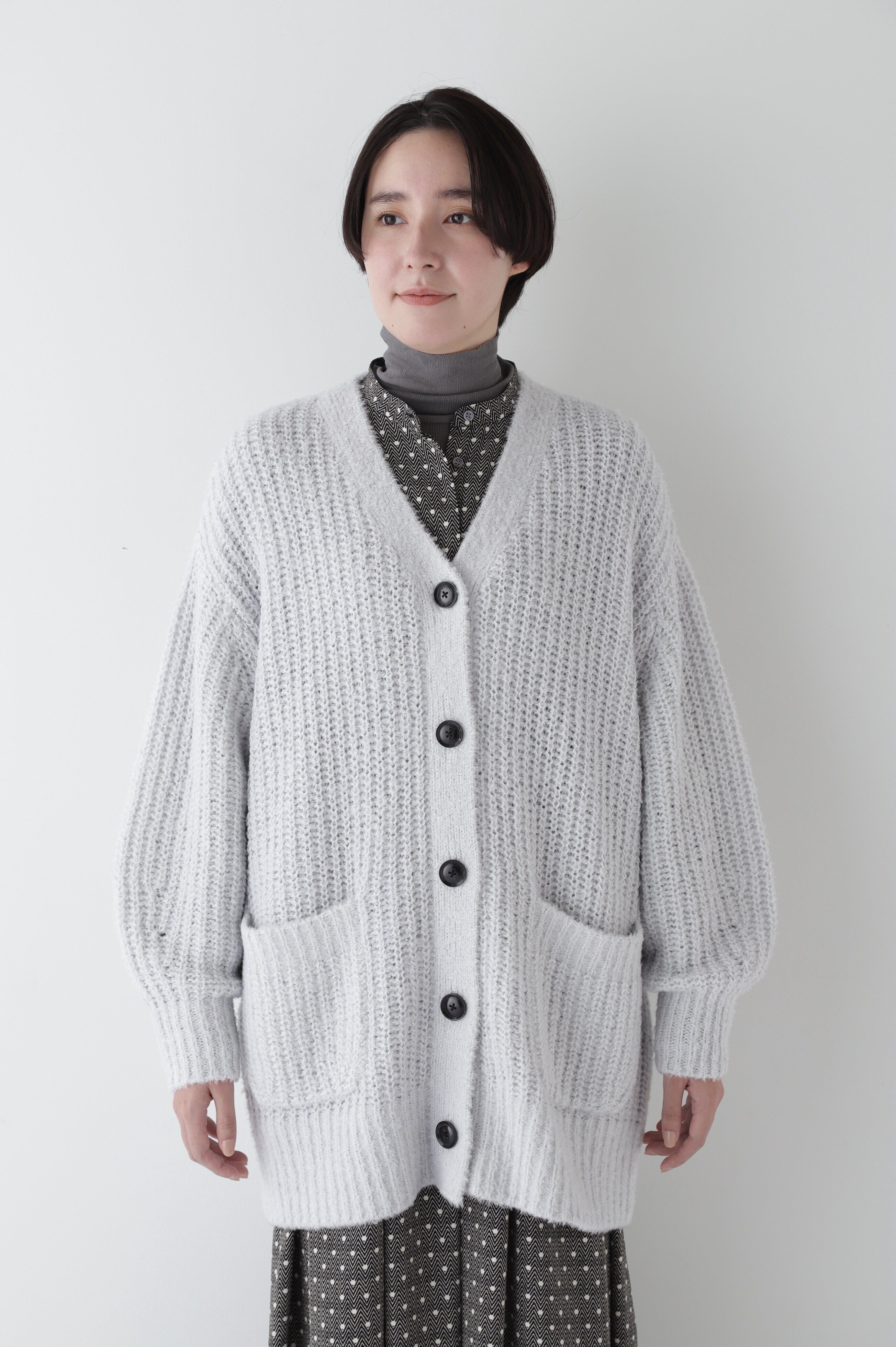  「ブークレ片畦2WAYはおりロングVer」|ニット・セーター|