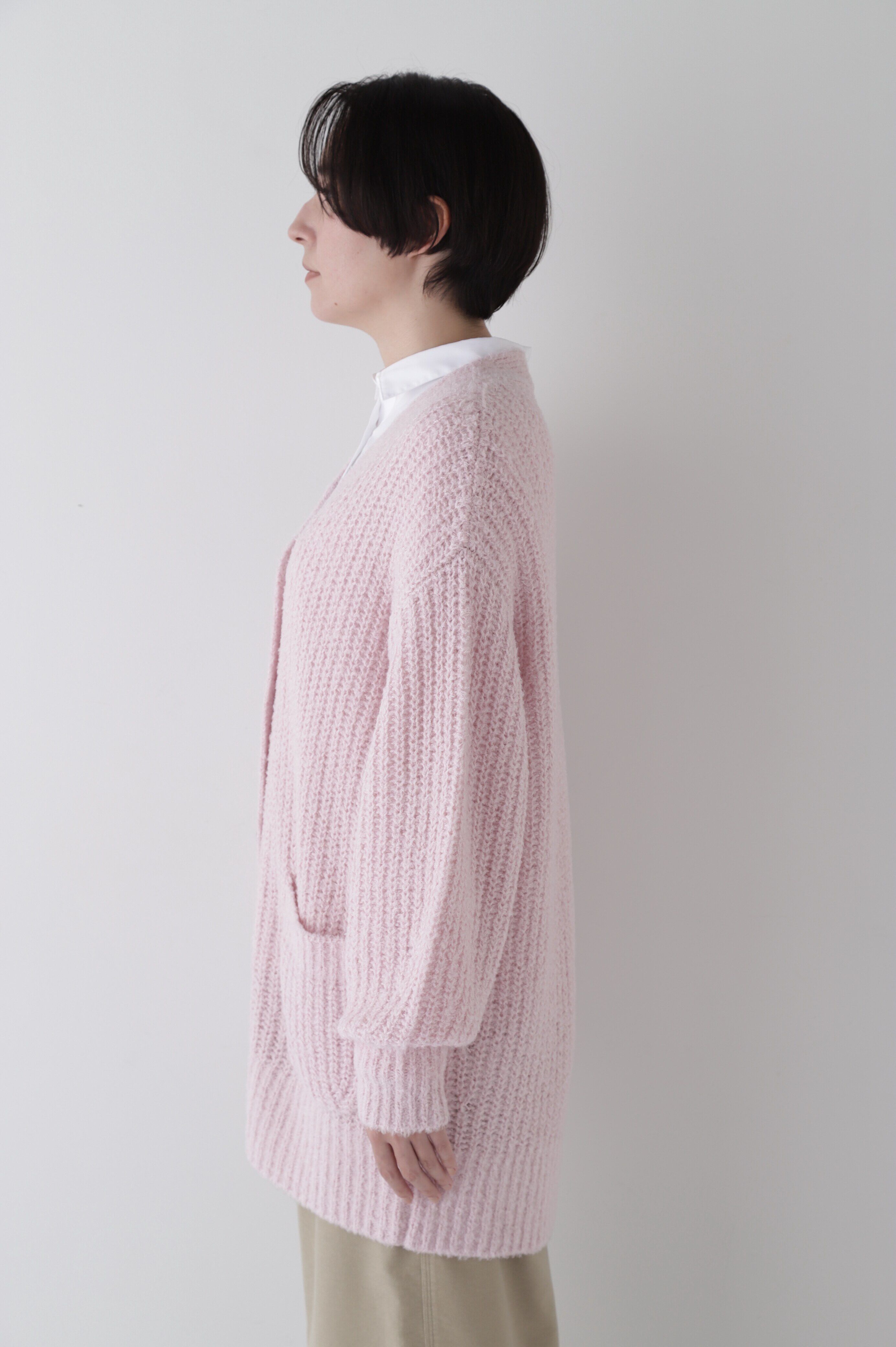  「ブークレ片畦2WAYはおりロングVer」|ニット・セーター|