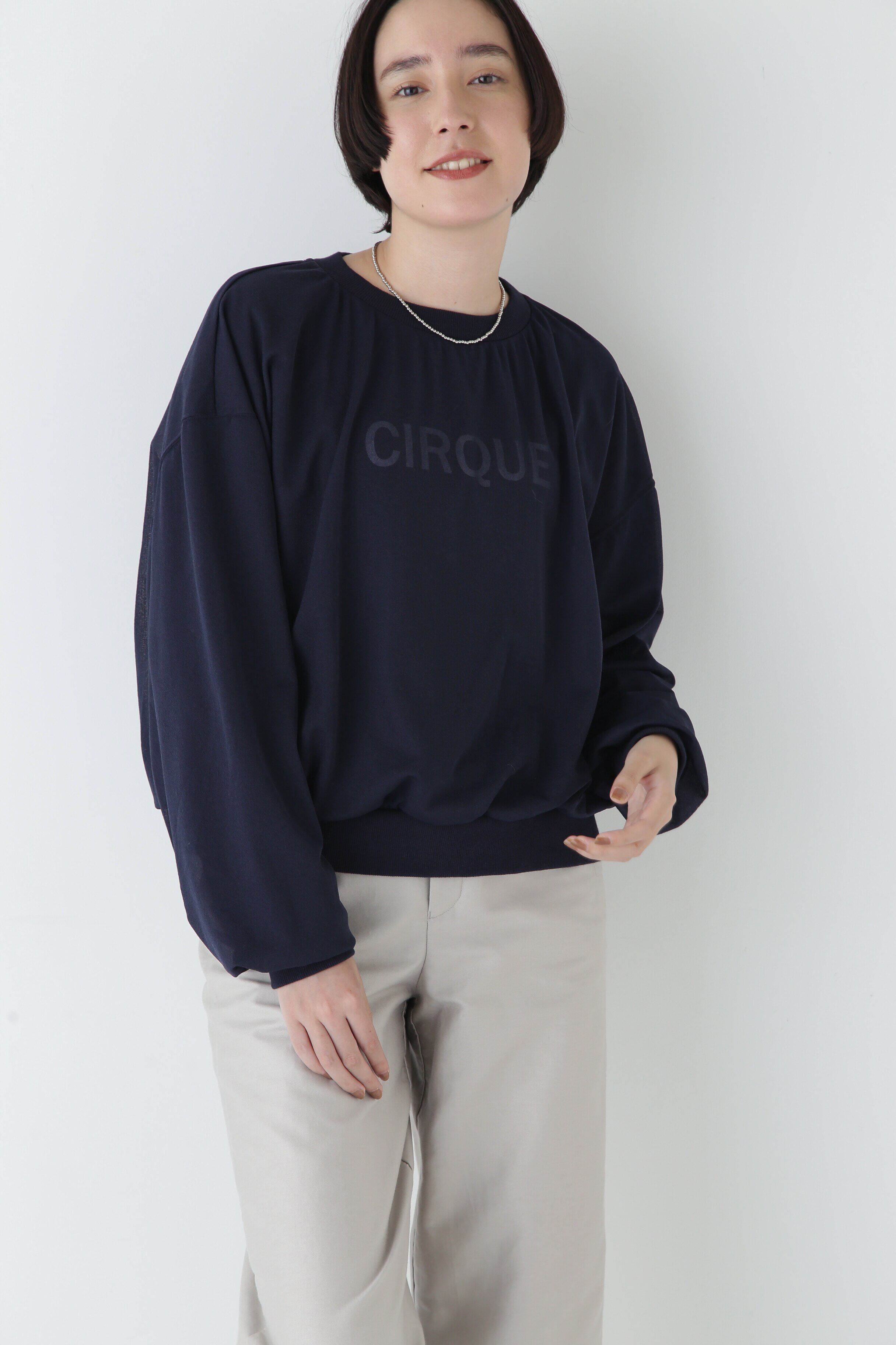  「◆裏毛ロゴスウェットシアー重ね」|Tシャツ・カットソー|ネイビー