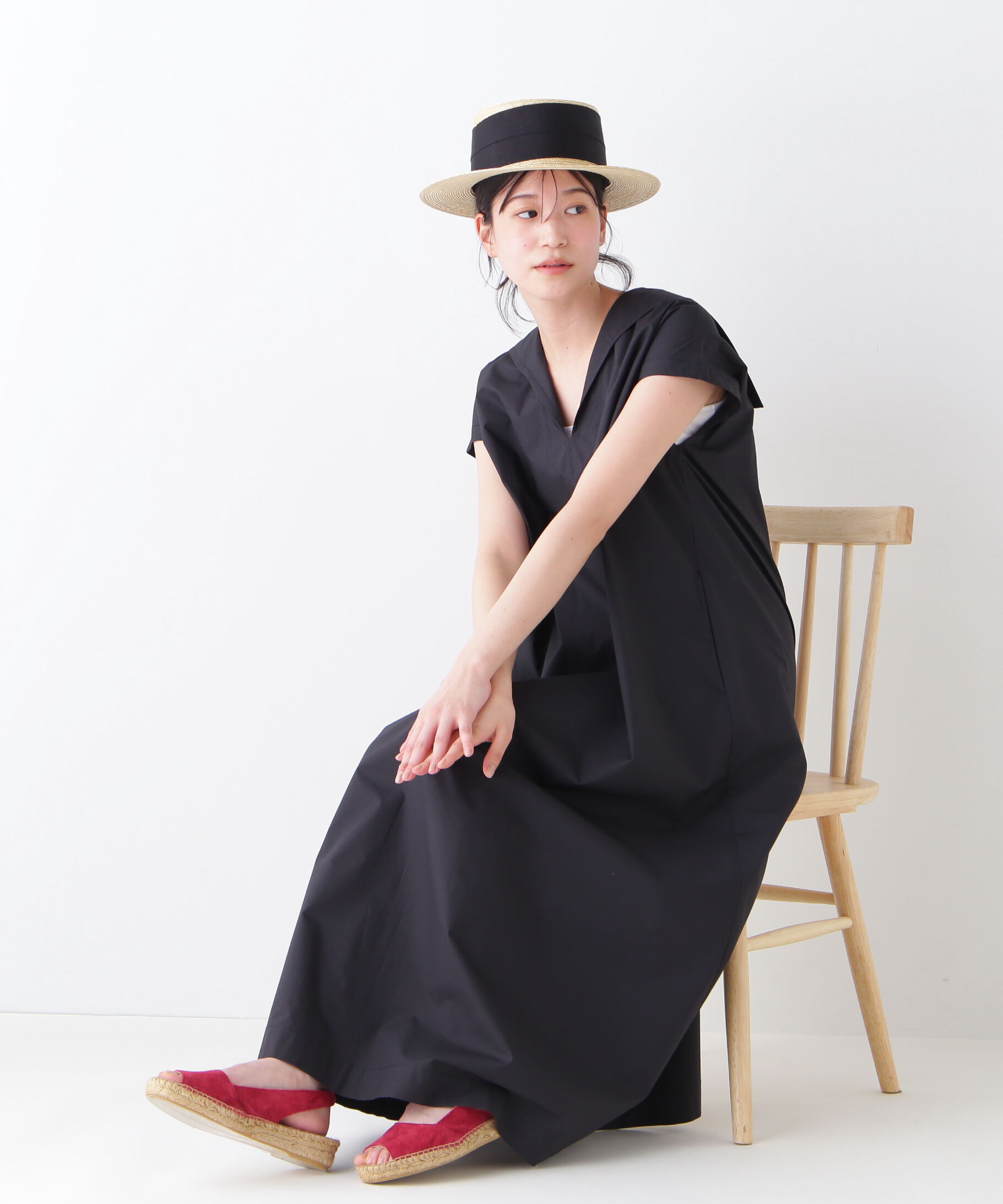  「◆タイプライター天日干しワッシャーワンピース」|ワンピース|ブラック